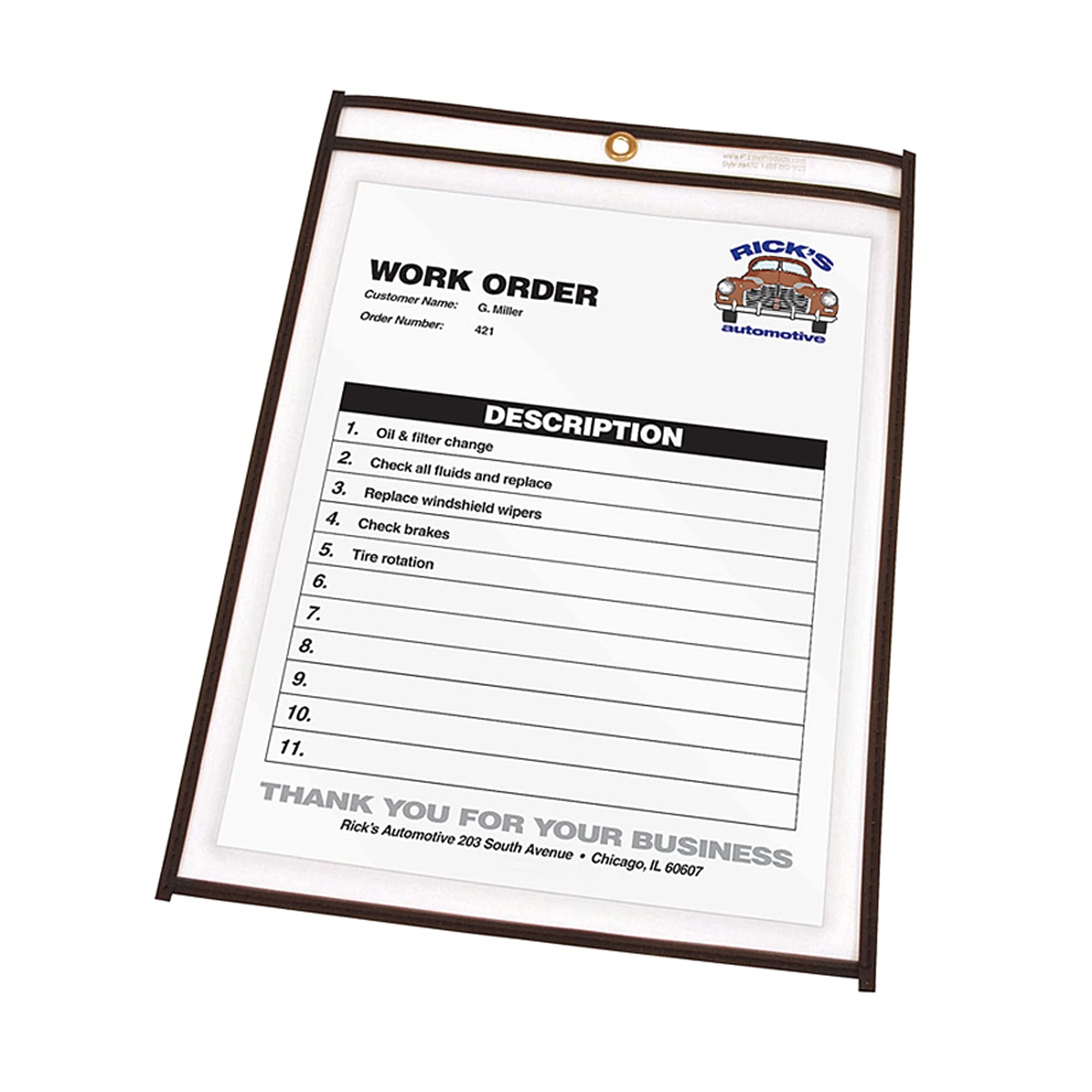 Shop Ticket Holders, Stitched, both sides clear, 9 x 12, 25/BX, 46912