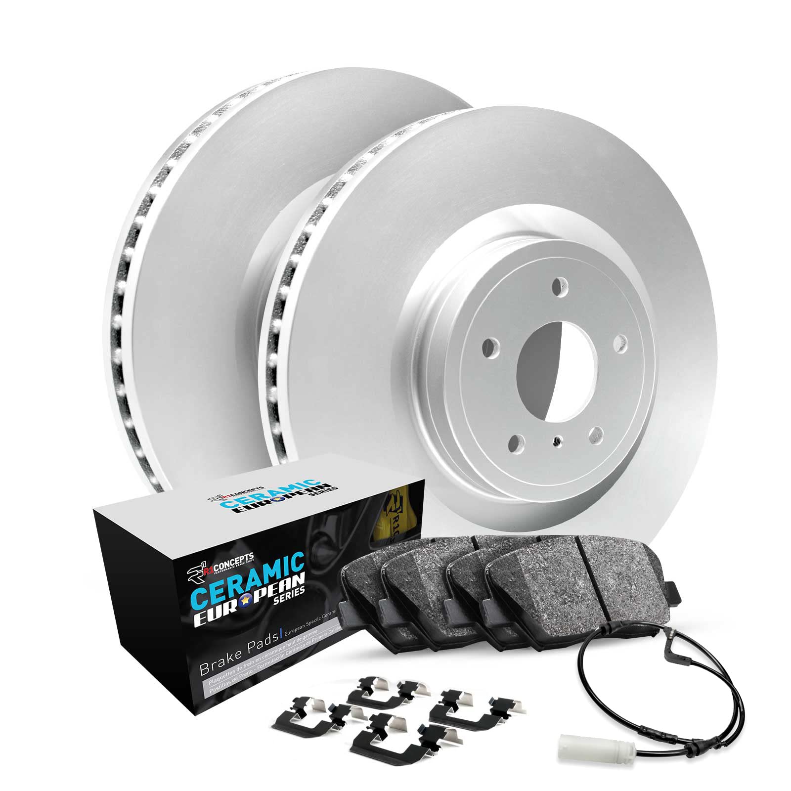 R1 Concepts Carbon Coated Disc Brake Rotor Set with Euro Ceramic Pads and Hardware WDTH1-20023