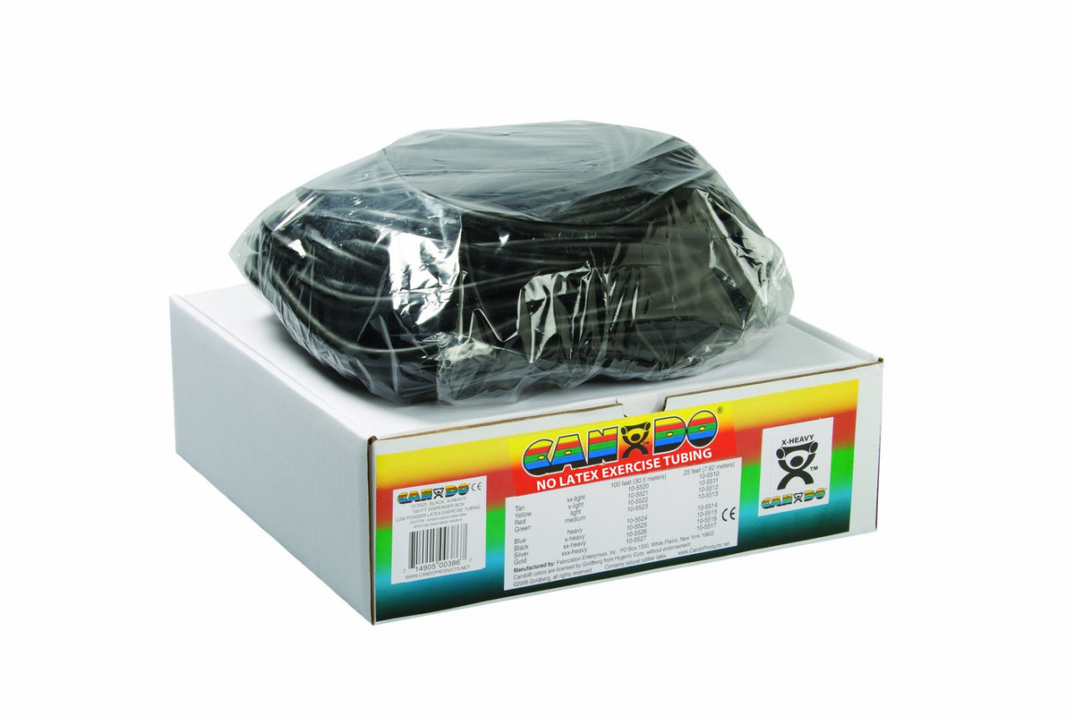 Cando 10-5725 Black Latex-Free Exercise Tubing, X-Heavy Resistance, 100' Length