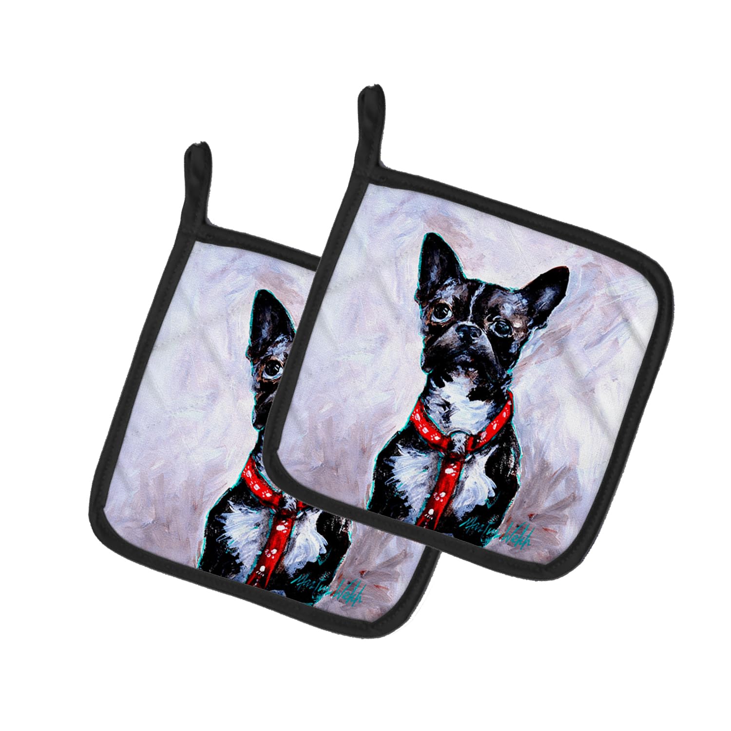 Boston Terrier Ziggy Pair of Pot Holders