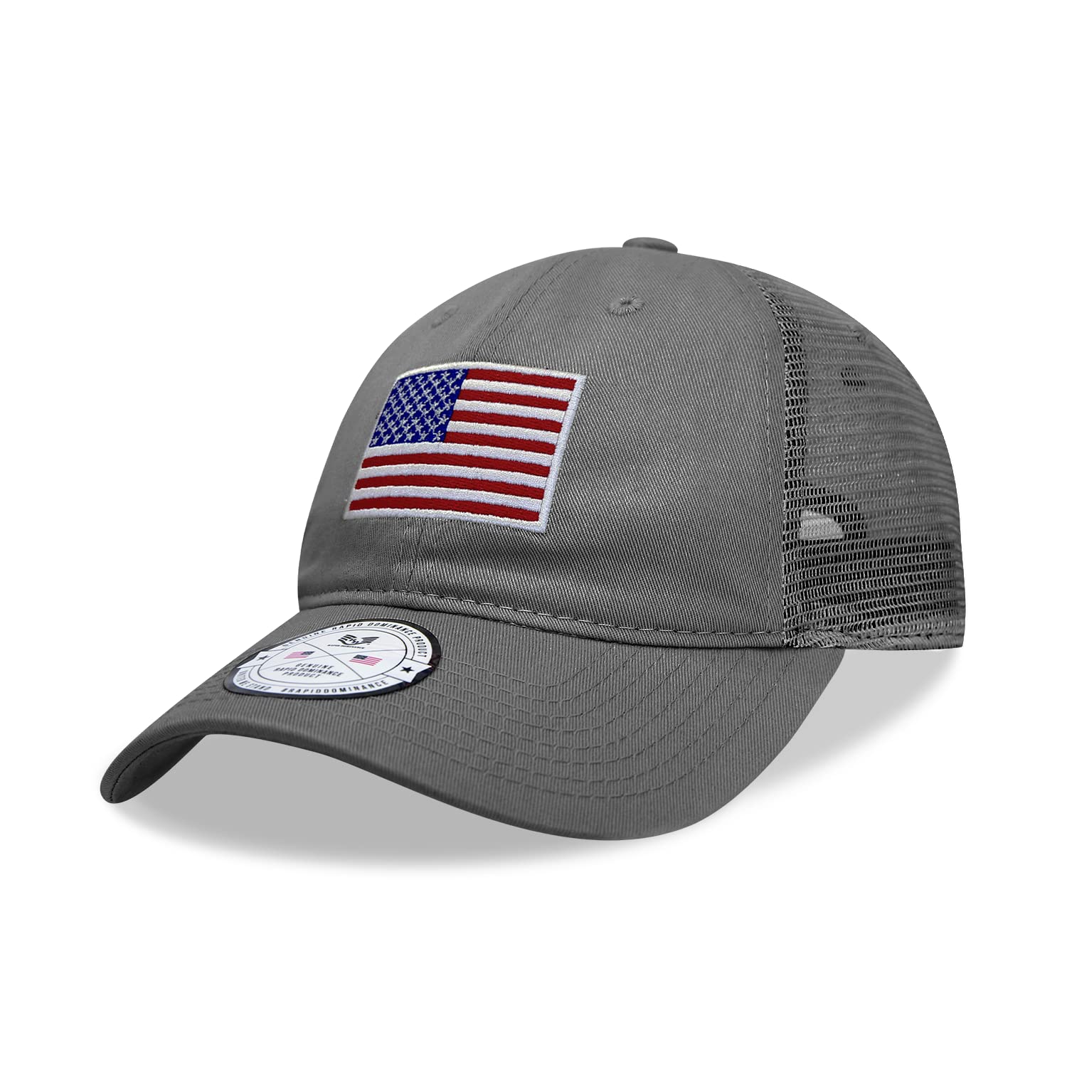 Relaxed Trucker Cap, USA Flag, D.Grey