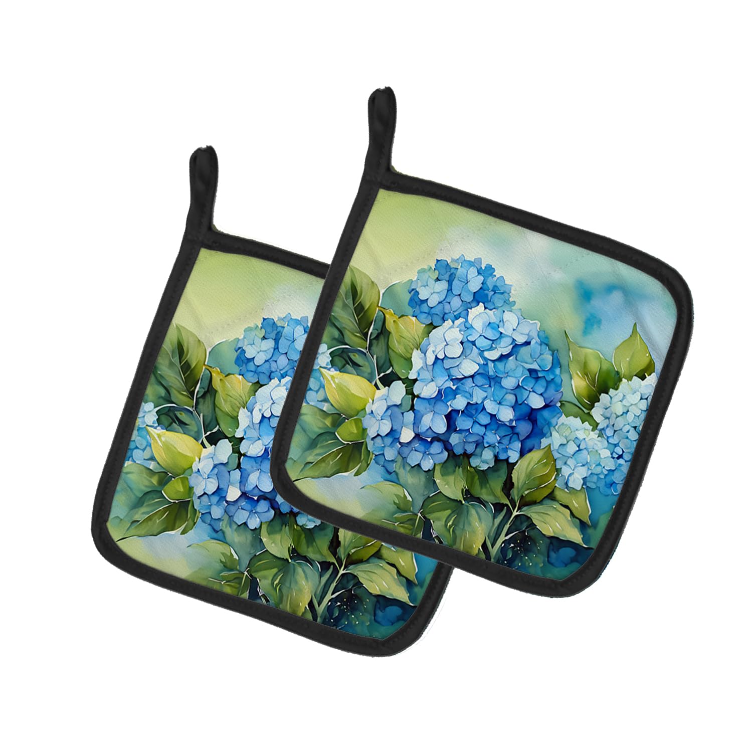 Hydrangeas in Watercolor Pair of Pot Holders