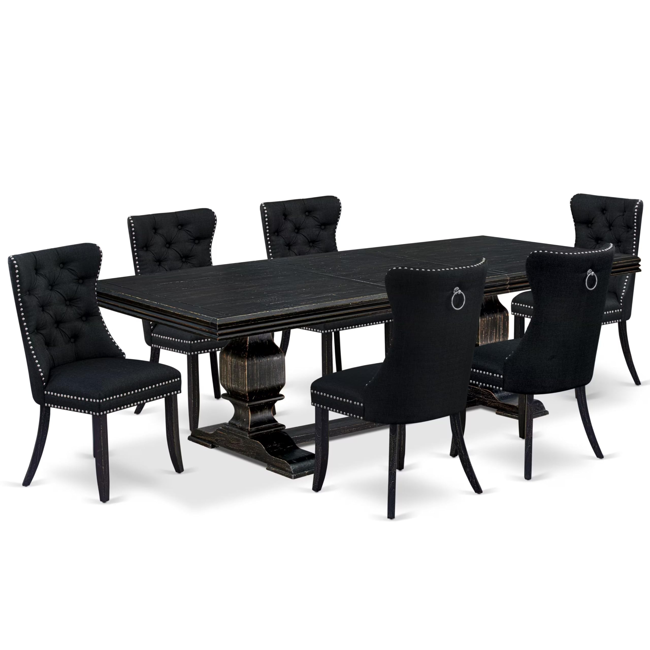 7 piece kitchen set a consists of table and 6 Linen Fabric modern chairs