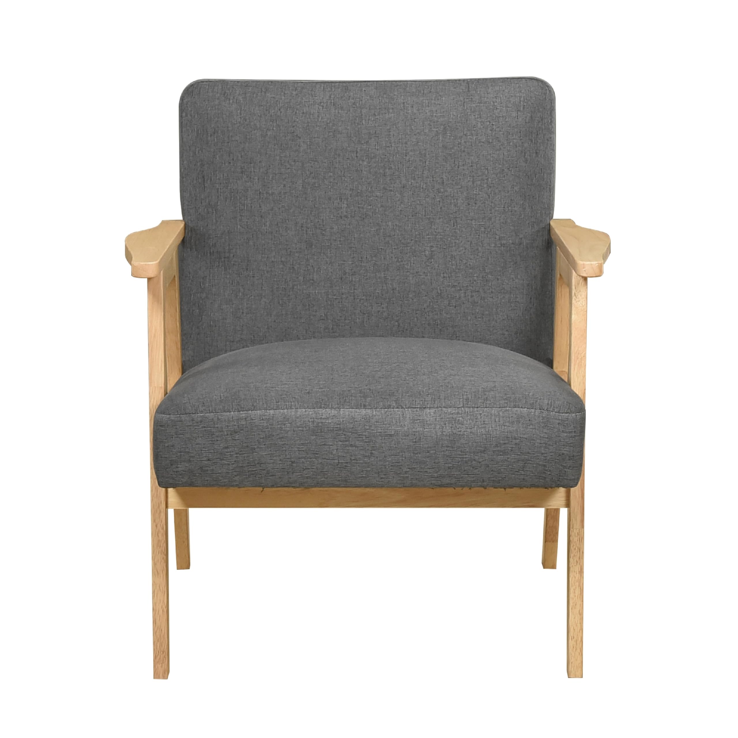 Cathy Accent Club Armchair, Soft Dark Gray, Natural Brown Wood
