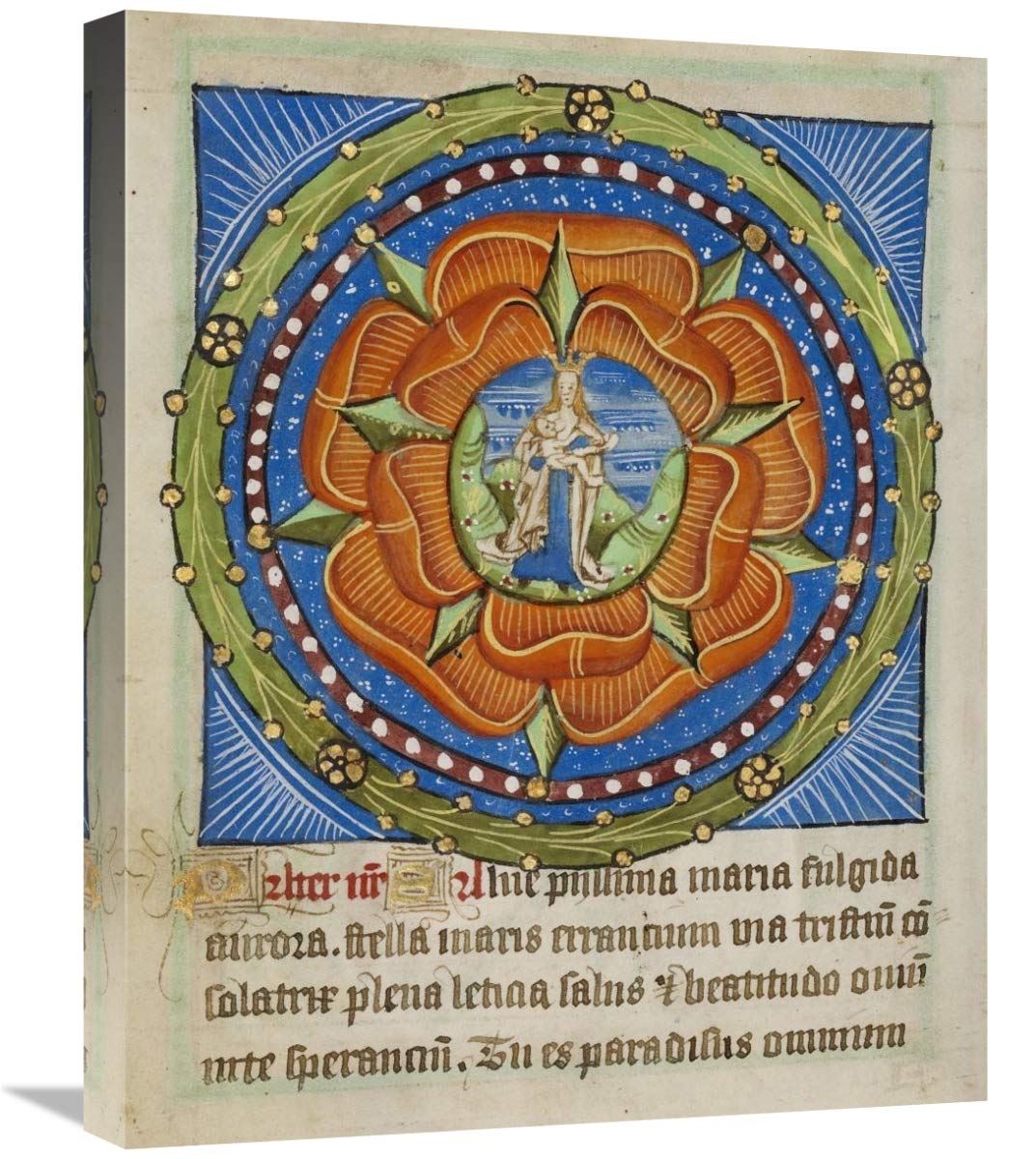 Decorated Text Page - Mary and Jesus in a Rose-Canvas Art-20x24”