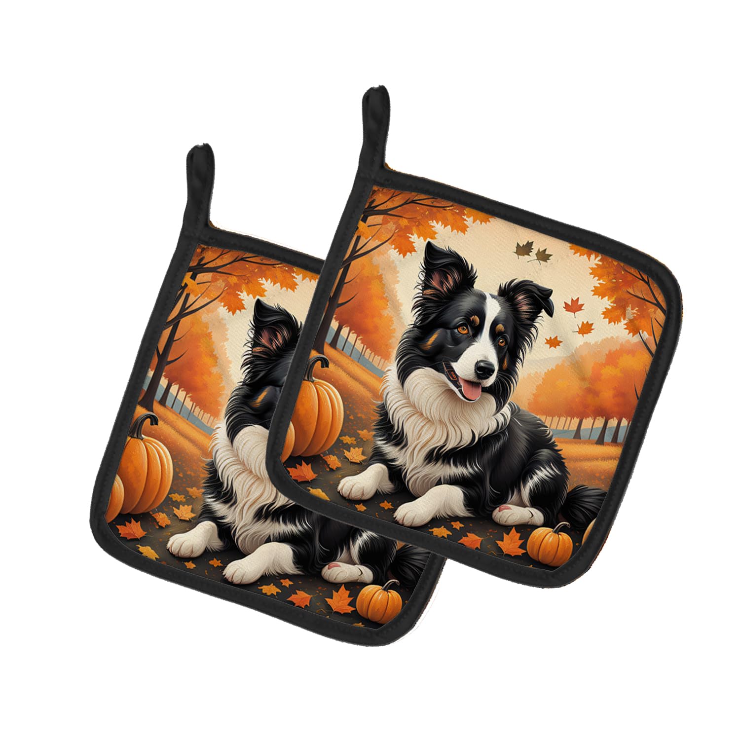 Border Collie Fall Pair of Pot Holders