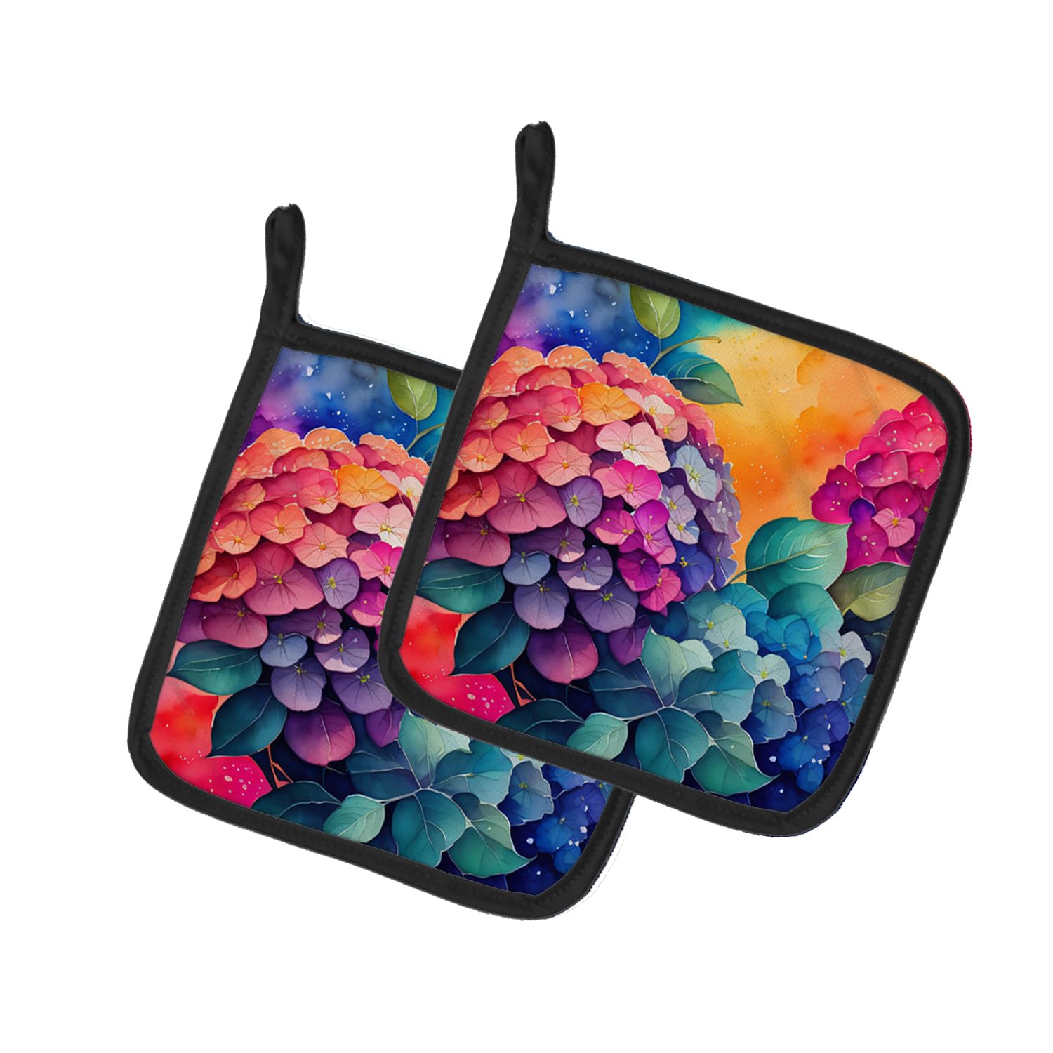 Colorful Hydrangeas Pair of Pot Holders