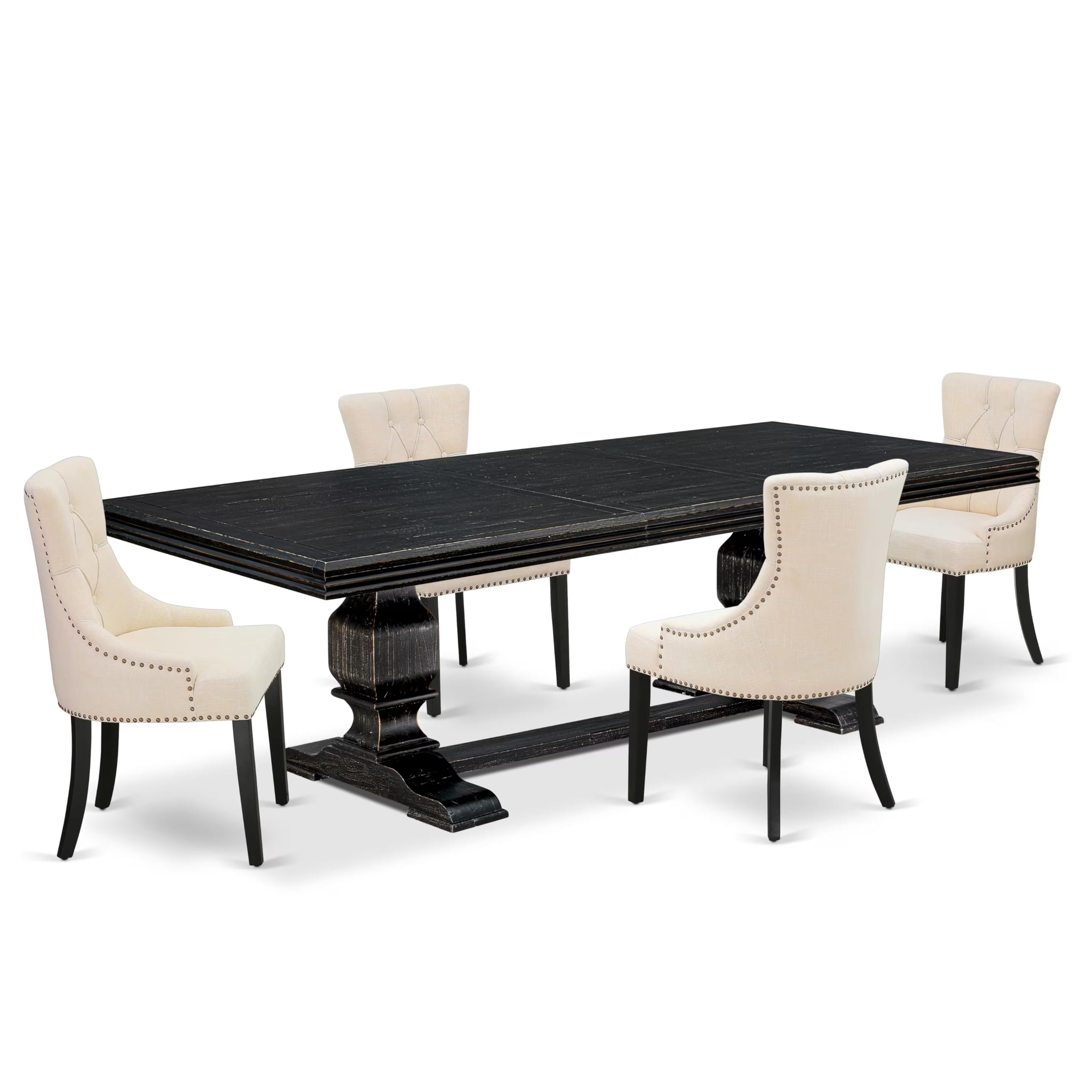 5 piece kitchen table set of a dining table & 4 dining chairs & black legs