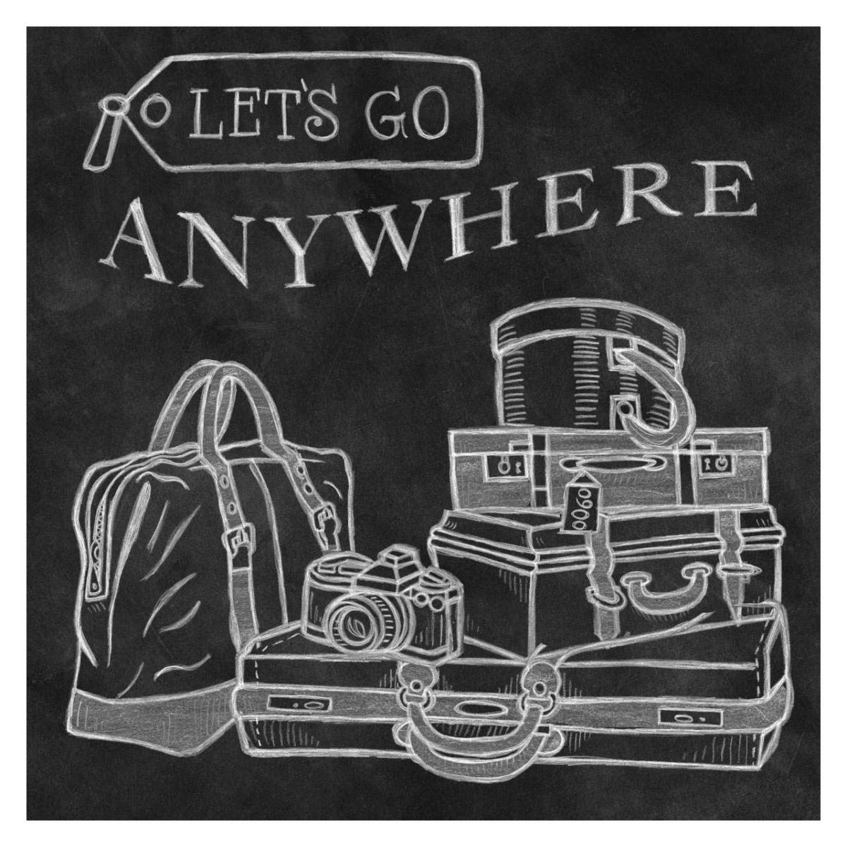 Adventure Love Suitcase Chalk -Paper Art-32x32″
