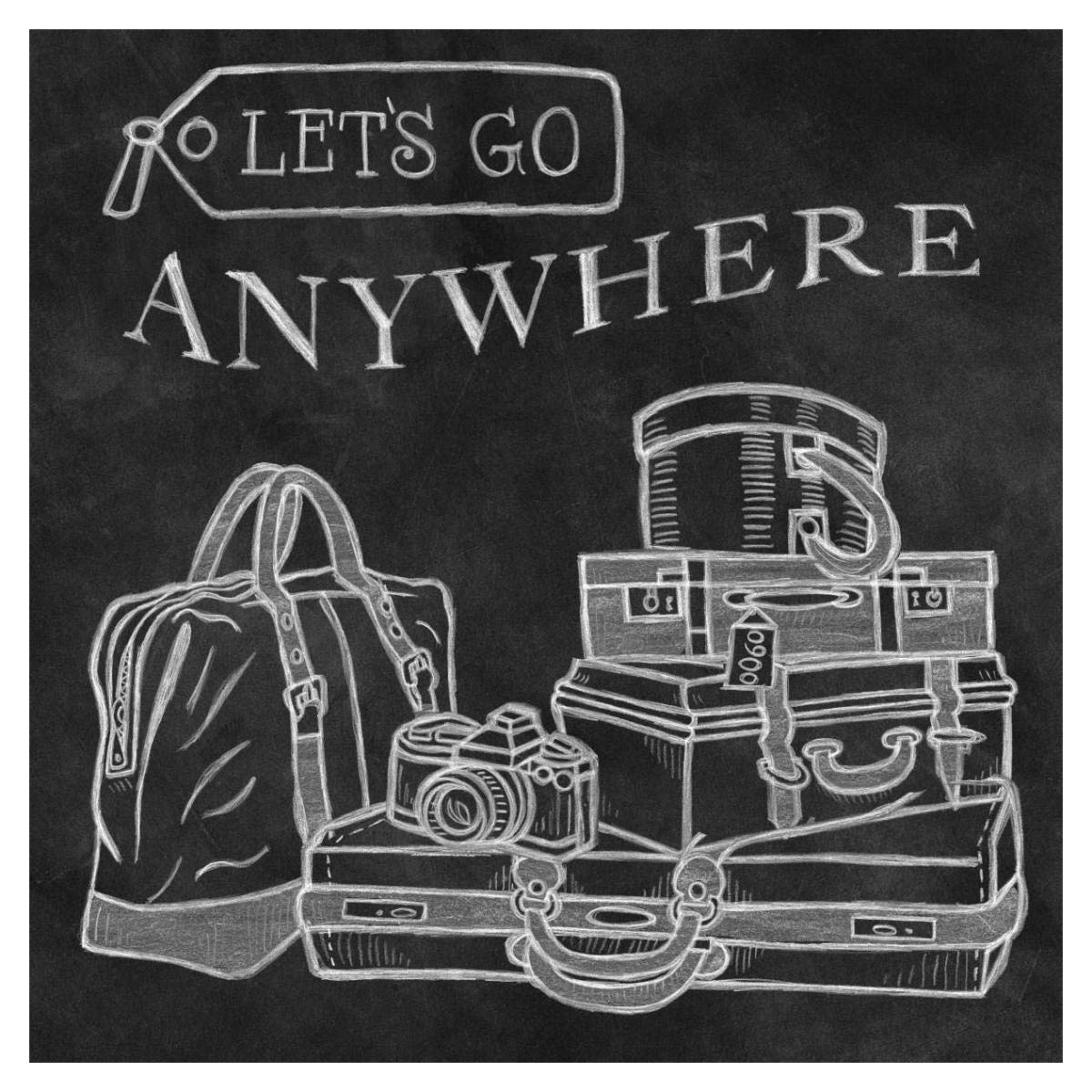 Adventure Love Suitcase Chalk -Paper Art-38x38″