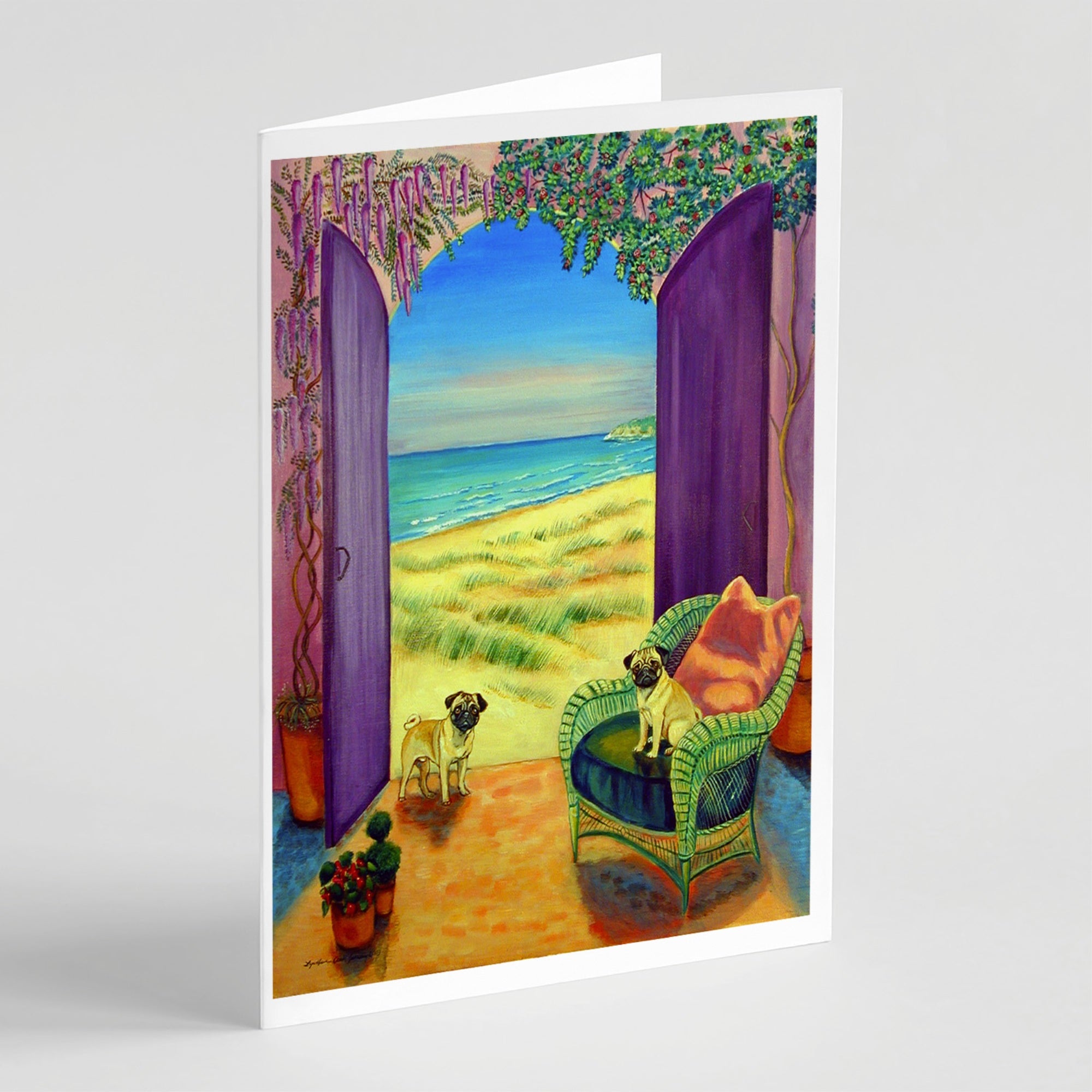 Pug  Greeting Cards And Envelopes Pack Of 8