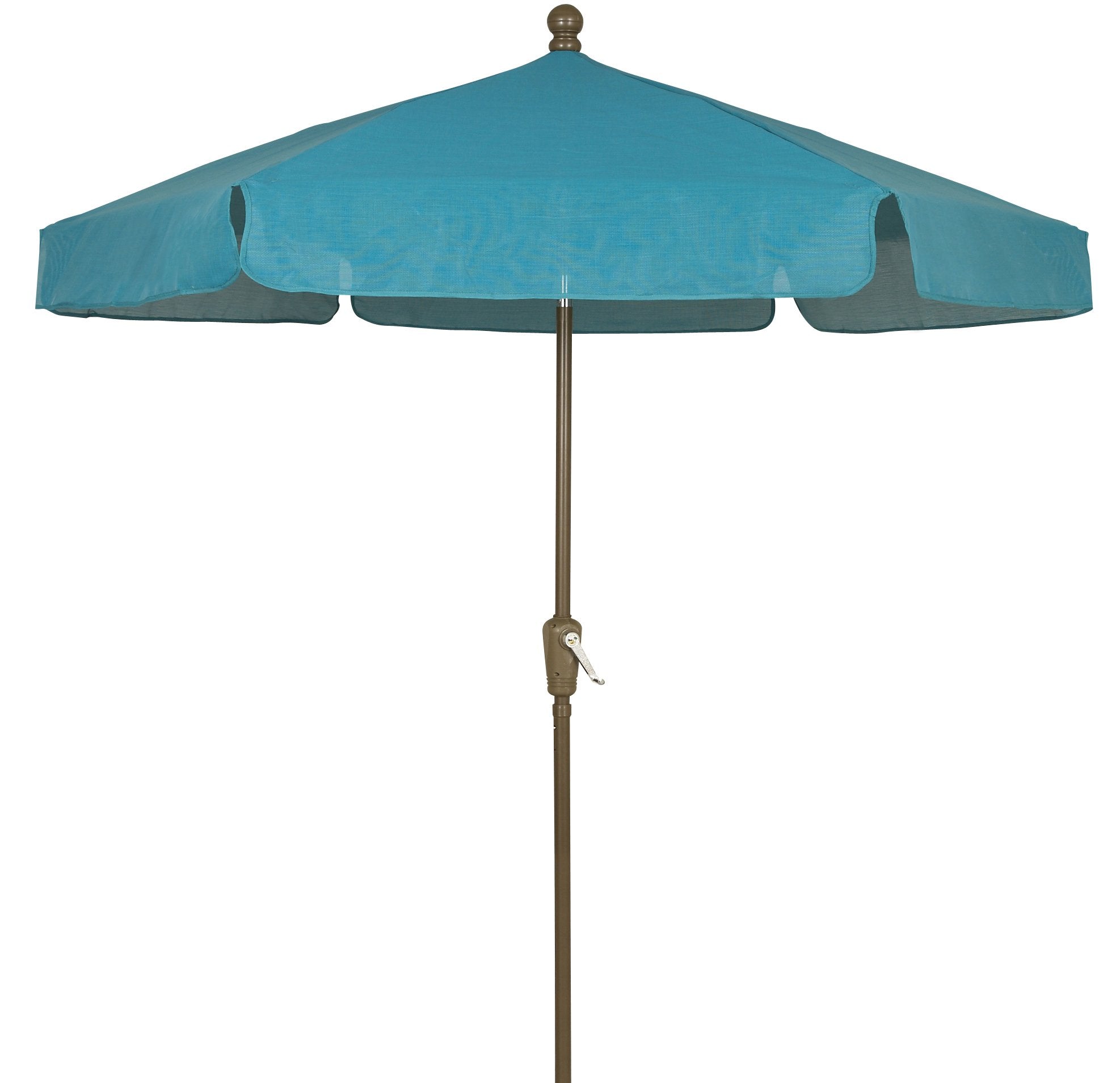 7.5 Hex Home Garden  Umbrella 6 Rib Crank Champagne Bronze with Teal Vinyl Coated Weave Canopy