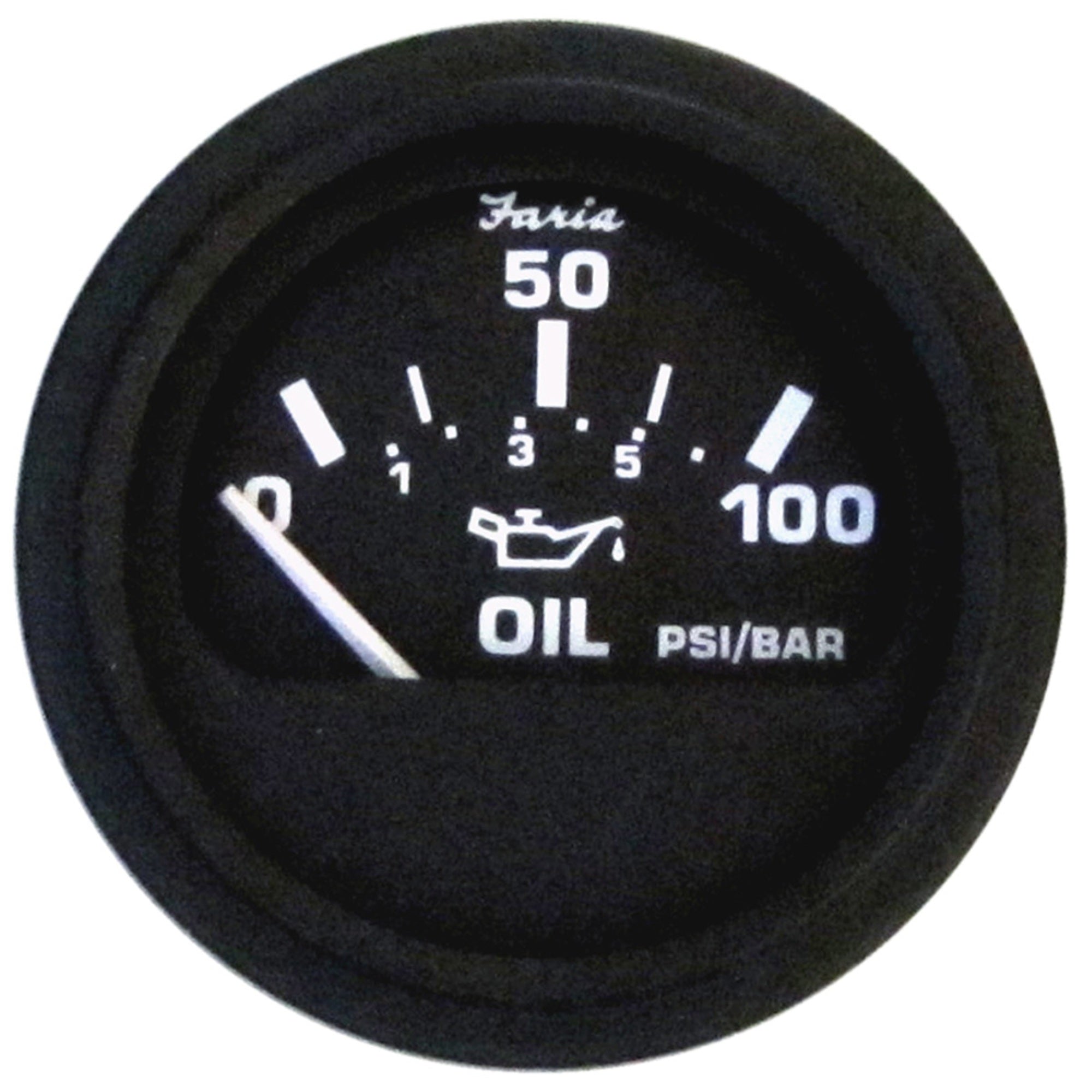 Faria Euro Black 2' Oil Press Gauge (100 Psi)