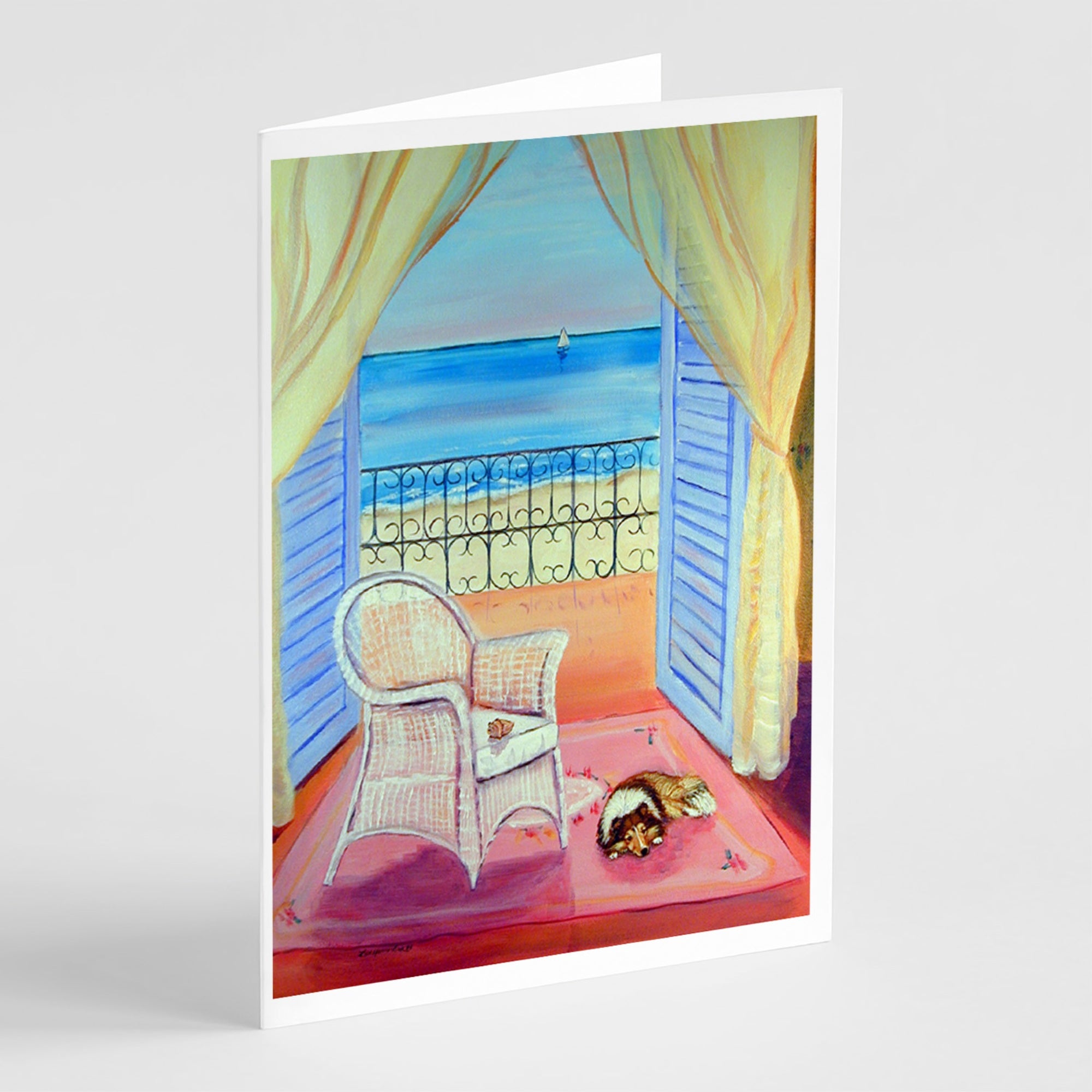Sheltie Waiting On Mom  Greeting Cards And Envelopes Pack Of 8
