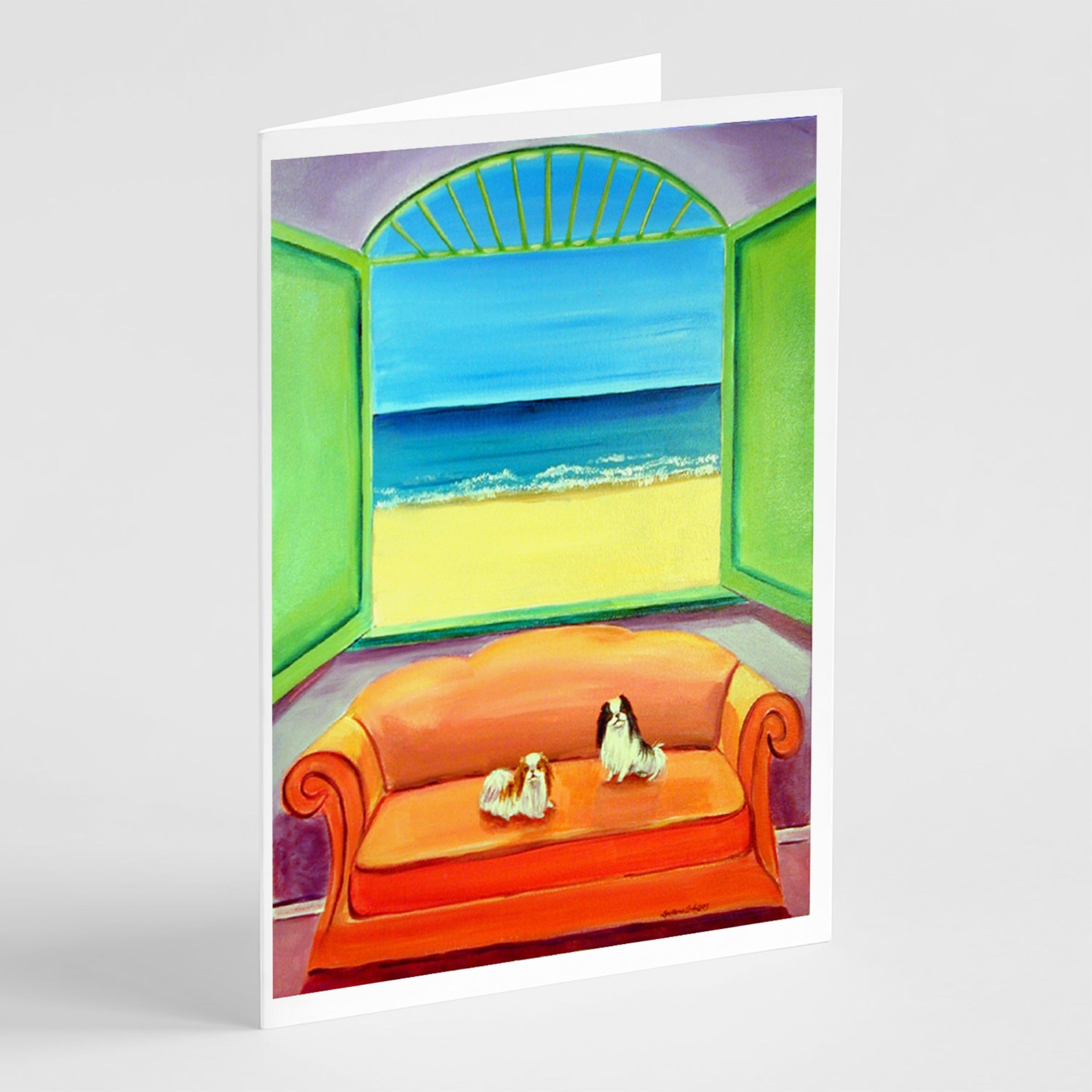 Japanese Chin Couch Sitting  Greeting Cards And Envelopes Pack Of 8