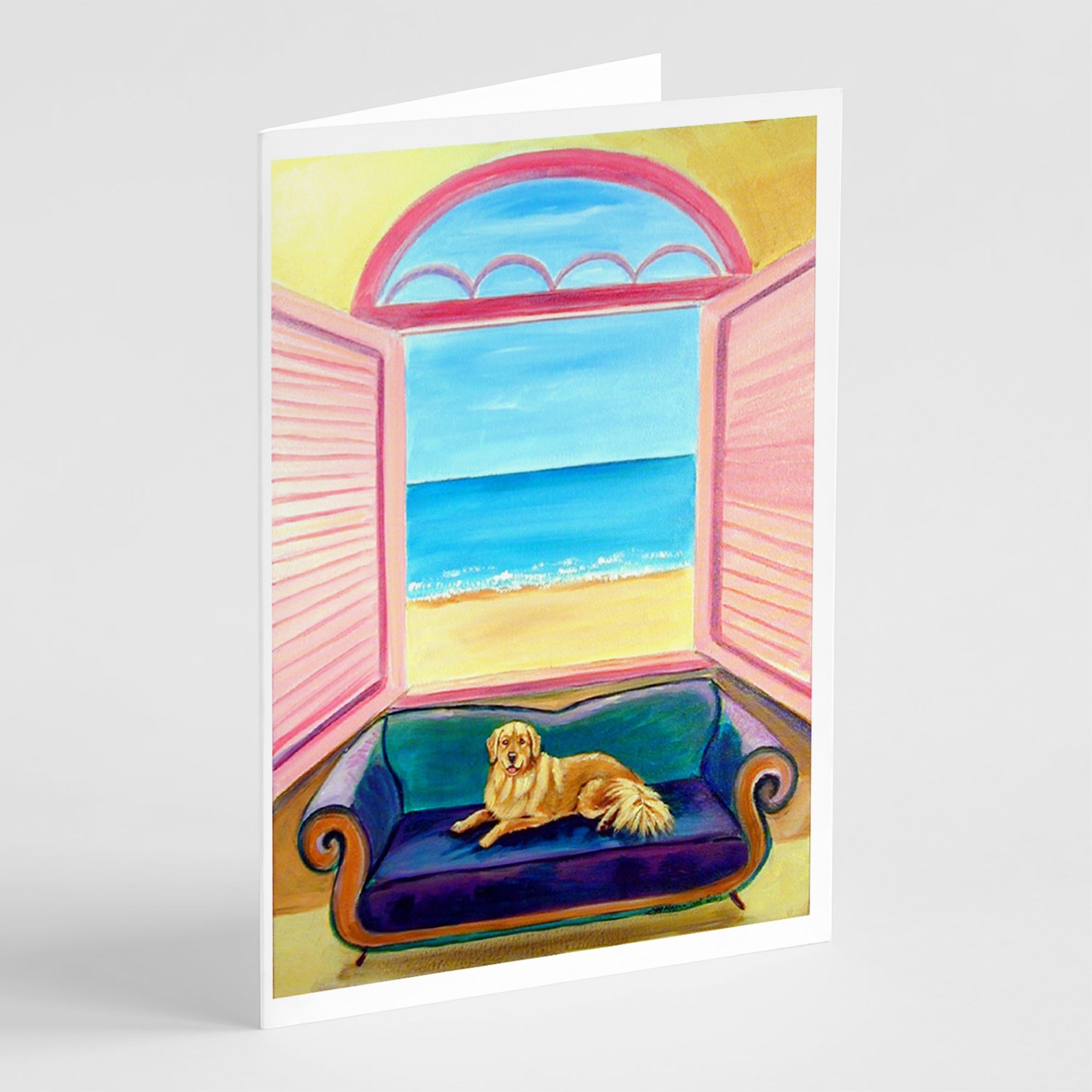 Golden Retriever Couch Sitting  Greeting Cards And Envelopes Pack Of 8