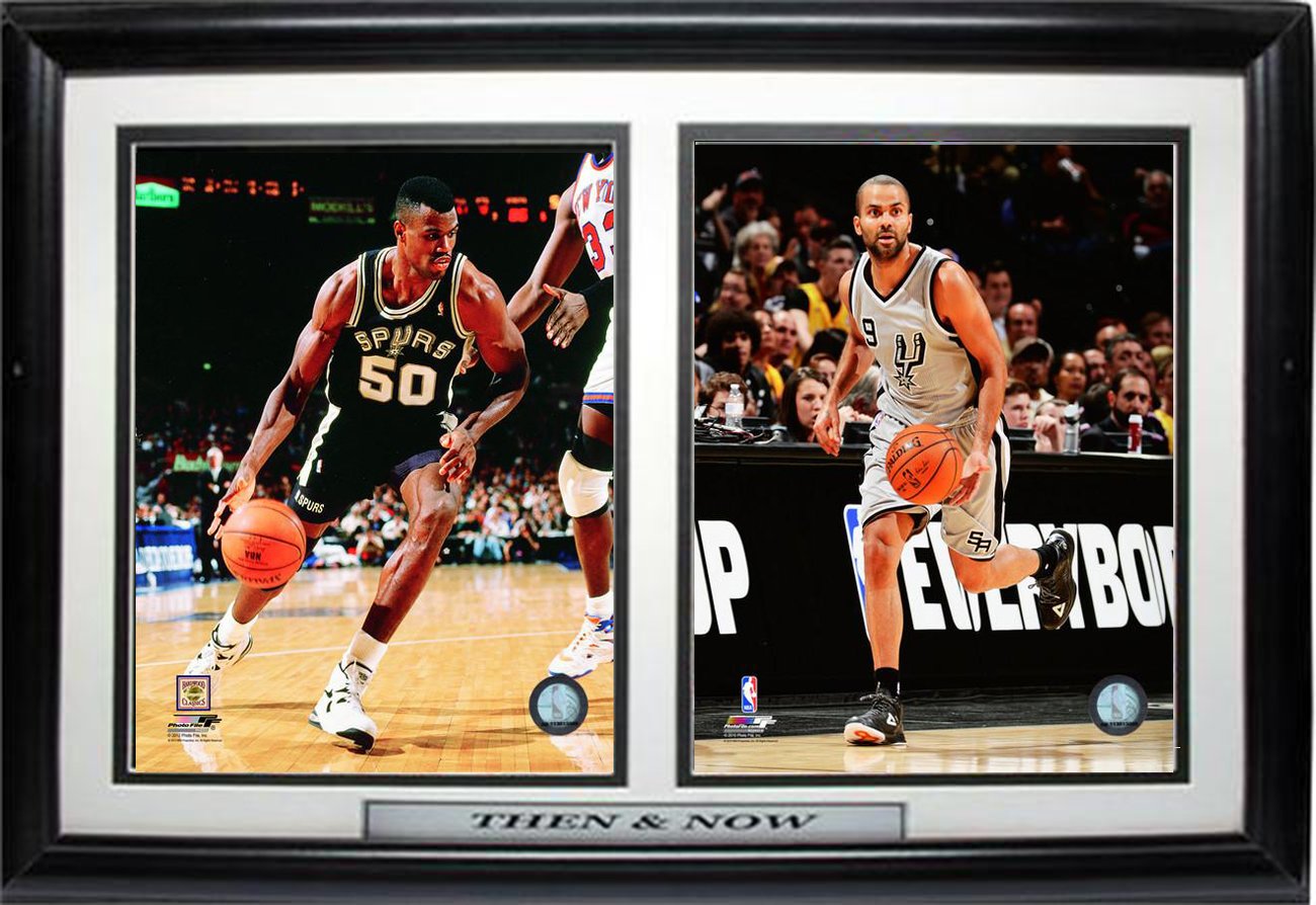 12x18 Double Frame - San Antonio Spurs Then and Now