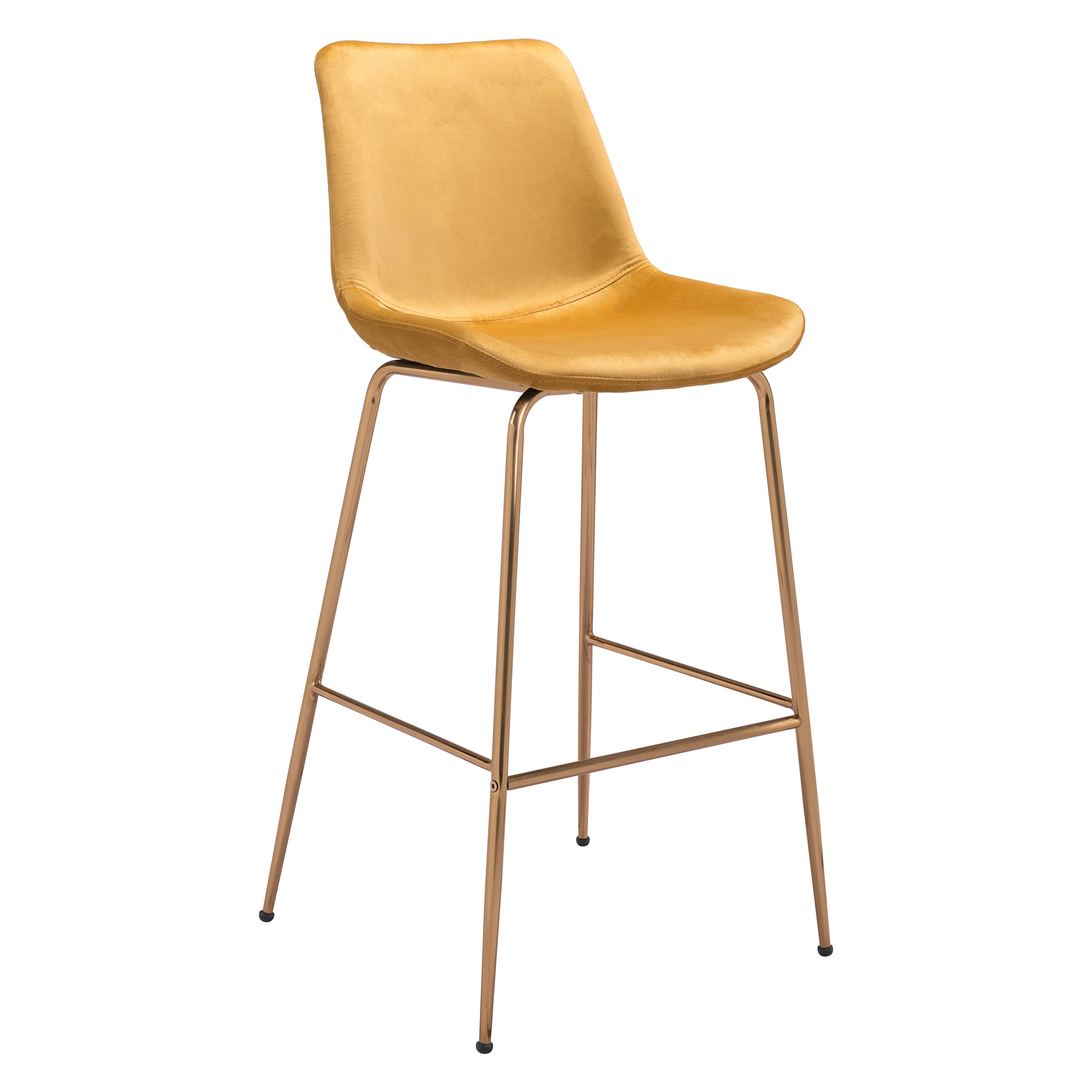 Zuo Modern - Tony Bar Chair Yellow & Gold - Modern - Seating - Steel, Foam, 100% Polyester - Indoor - 433In Height