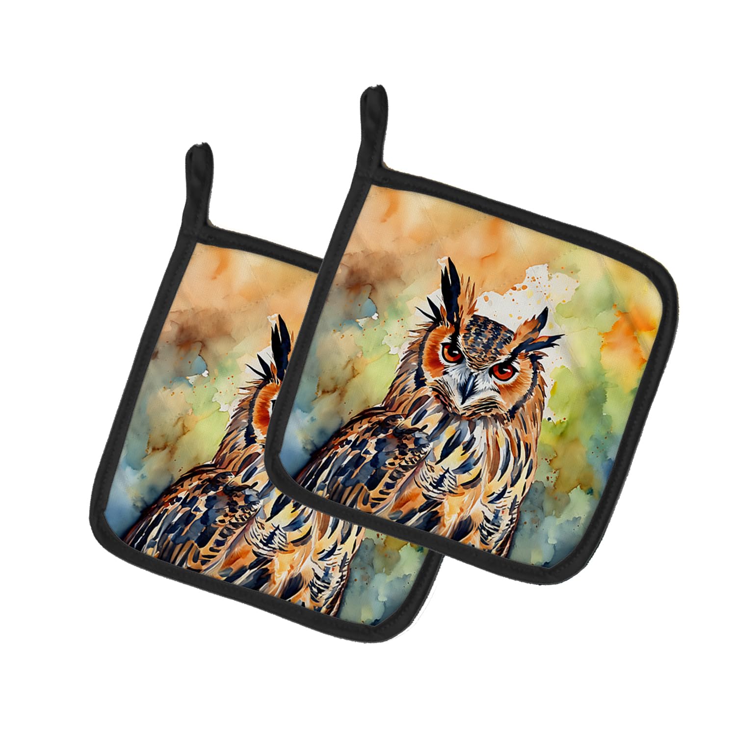 Eurasian Eagle Owl Pair of Pot Holders