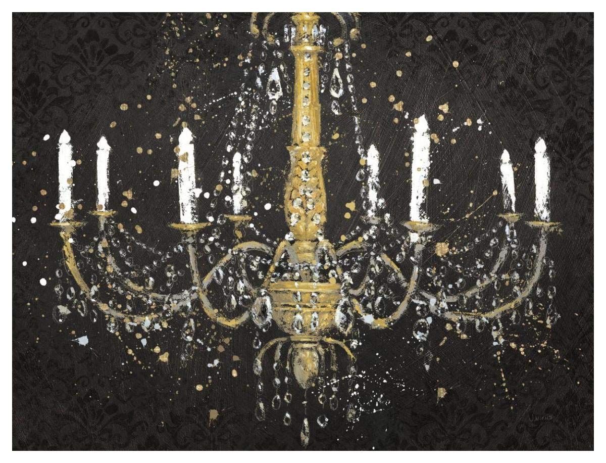 Grand Chandelier Black I v2 -Paper Art-50x38″