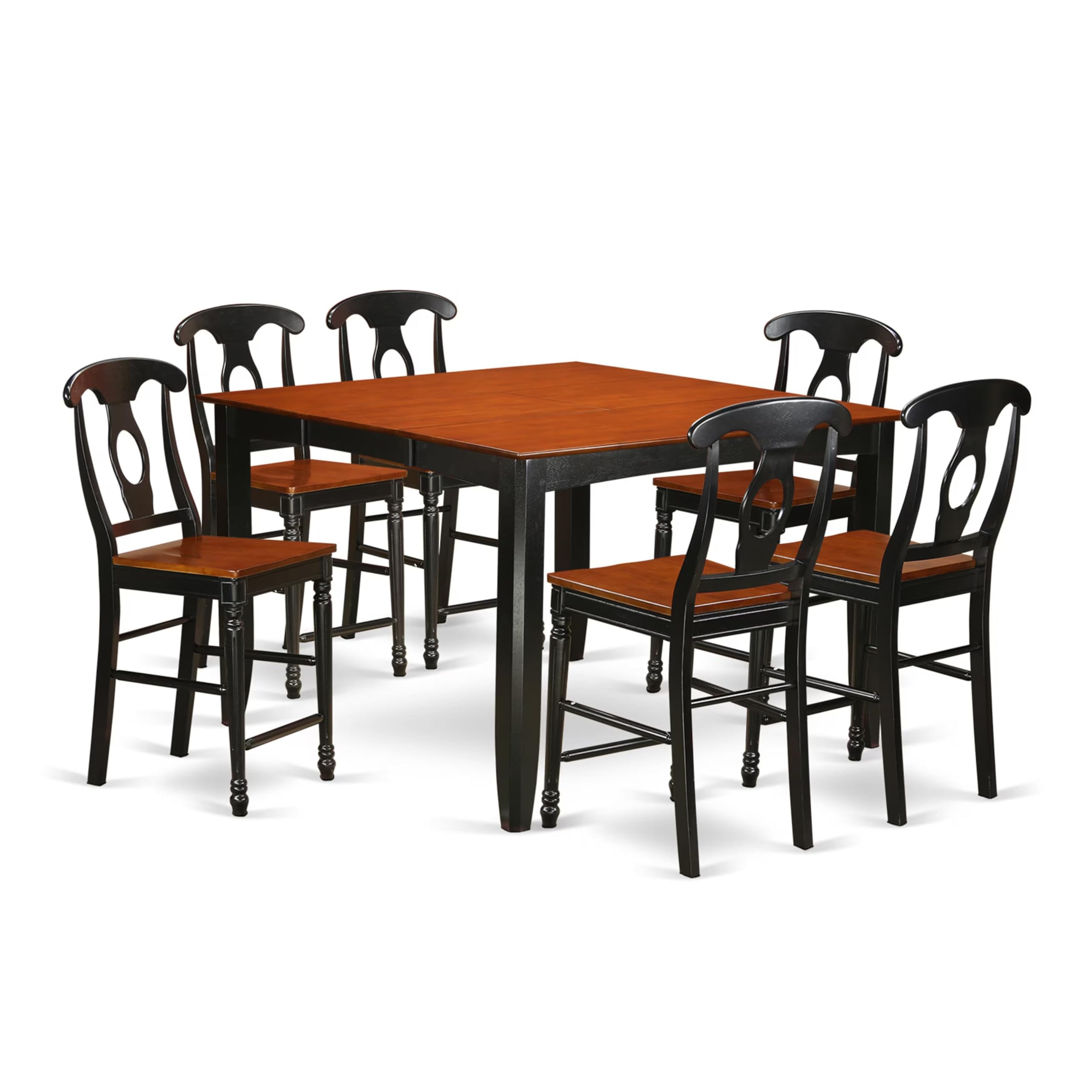 FAKE7H-BLK-W 7 Pc counter height pub set-pub Table and 6 dinette Chairs.
