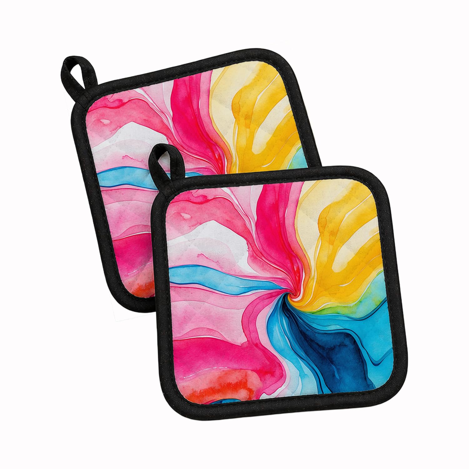 Carolines Treasures Pansexual Pride Pot Holder Set of 2 Heat Resistant Quilted Hot Pads 7.5 x 7.5 Inch, Insulated Kitchen Trivets for Cooking & Baking