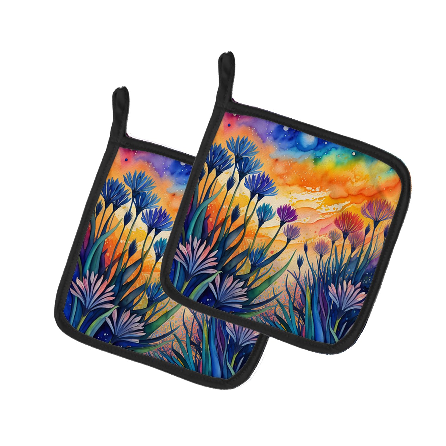 Colorful Agapanthus Pair of Pot Holders