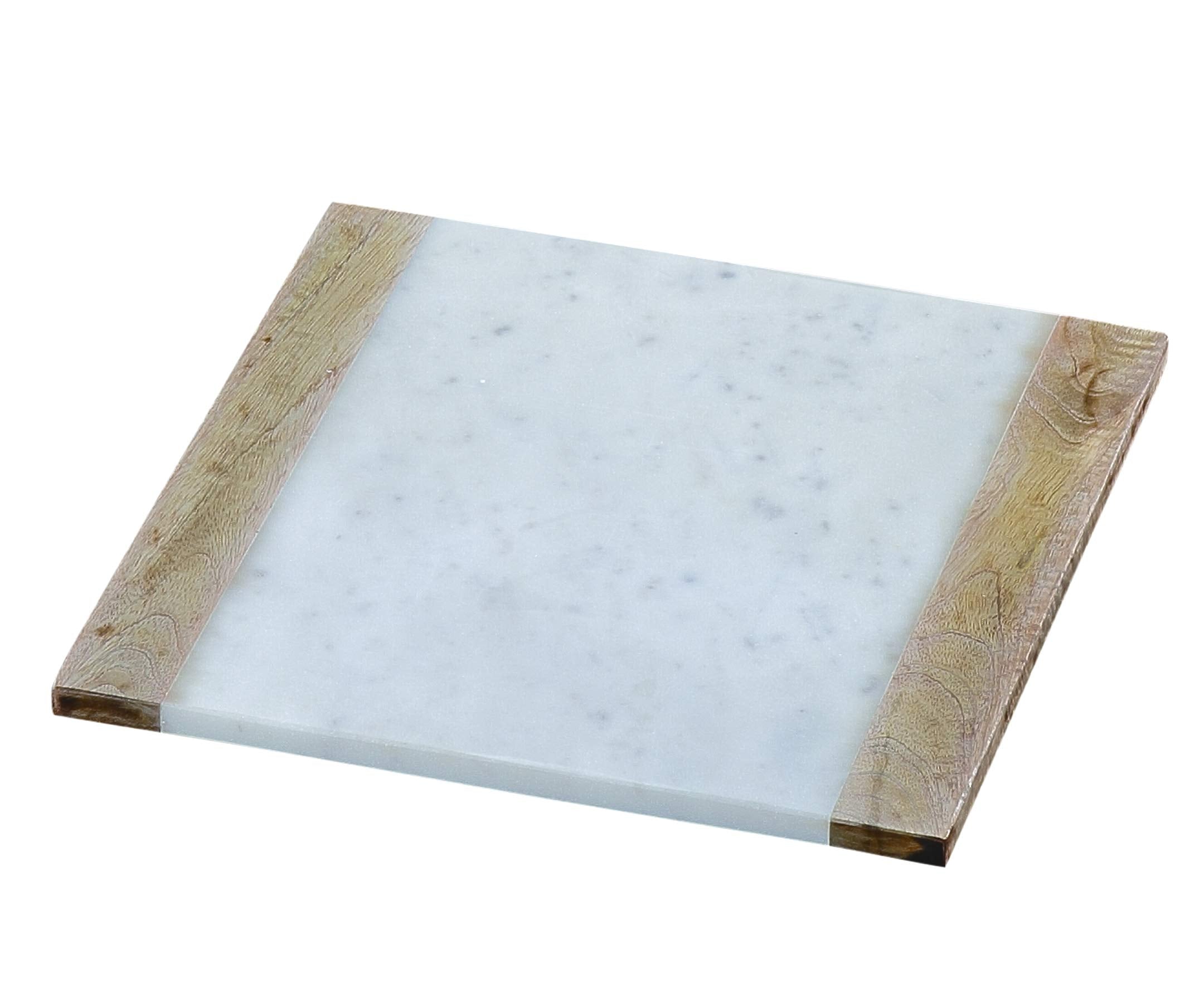 Taj Elite″ Creamy White Marble w/Mango Wood 12″ x 12″ Board