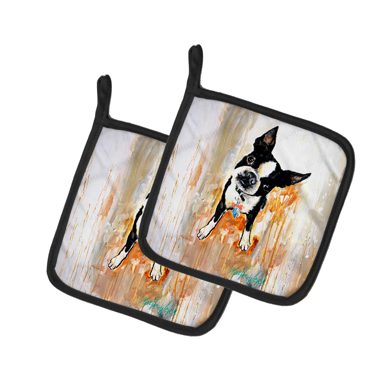 Boston Terrier Scout Pair of Pot Holders