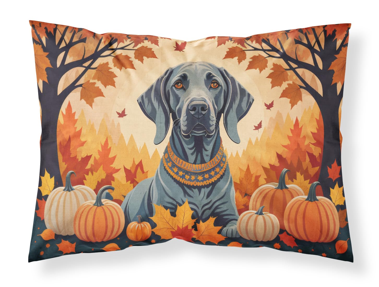Carolines Treasures DAC1078PILLOWCASE Weimaraner Fall Fabric Standard Pillowcase Lightweight Super Soft Easy Care Decorative Artwork Pillowcase, Standard
