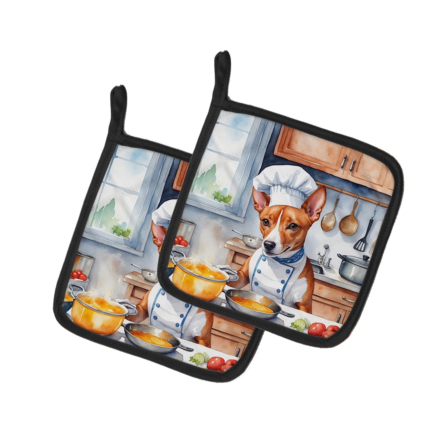 Basenji The Chef Pair of Pot Holders