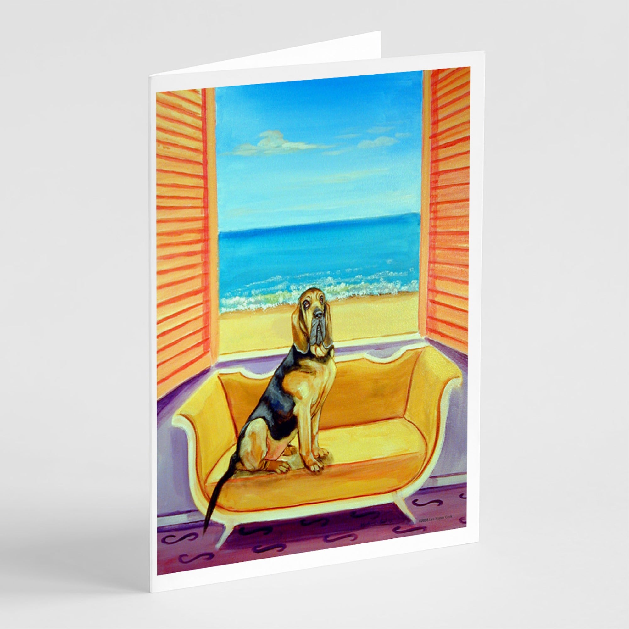 Bloodhound Couch Sitting  Greeting Cards And Envelopes Pack Of 8