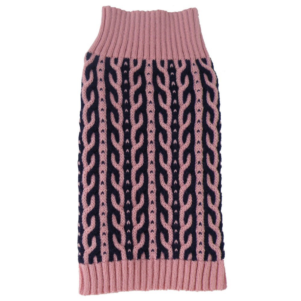 Harmonious Dual Color Weaved Heavy Cable Knitted Fashion Designer Dog Sweater