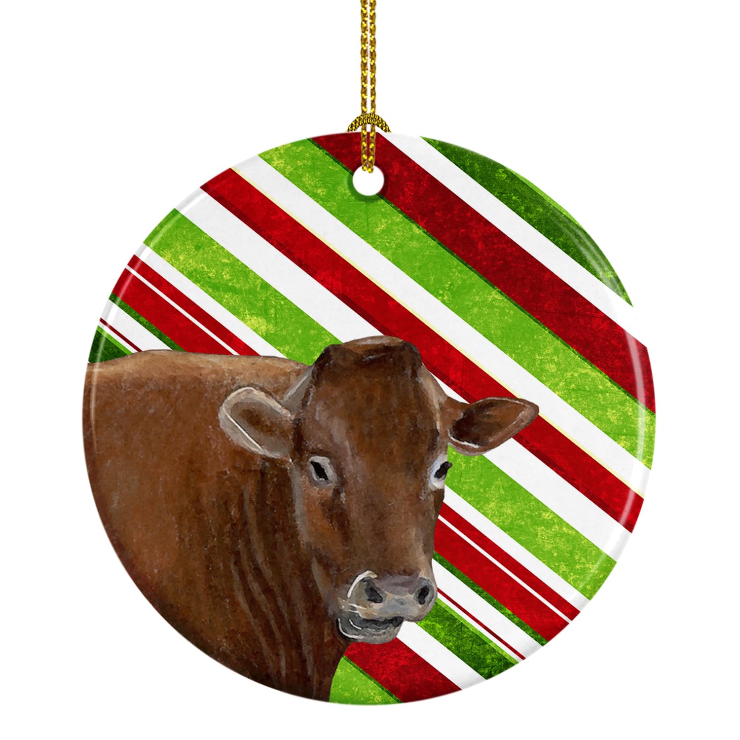Cow Candy Cane Holiday Christmas Ceramic Ornament SB3137CO1