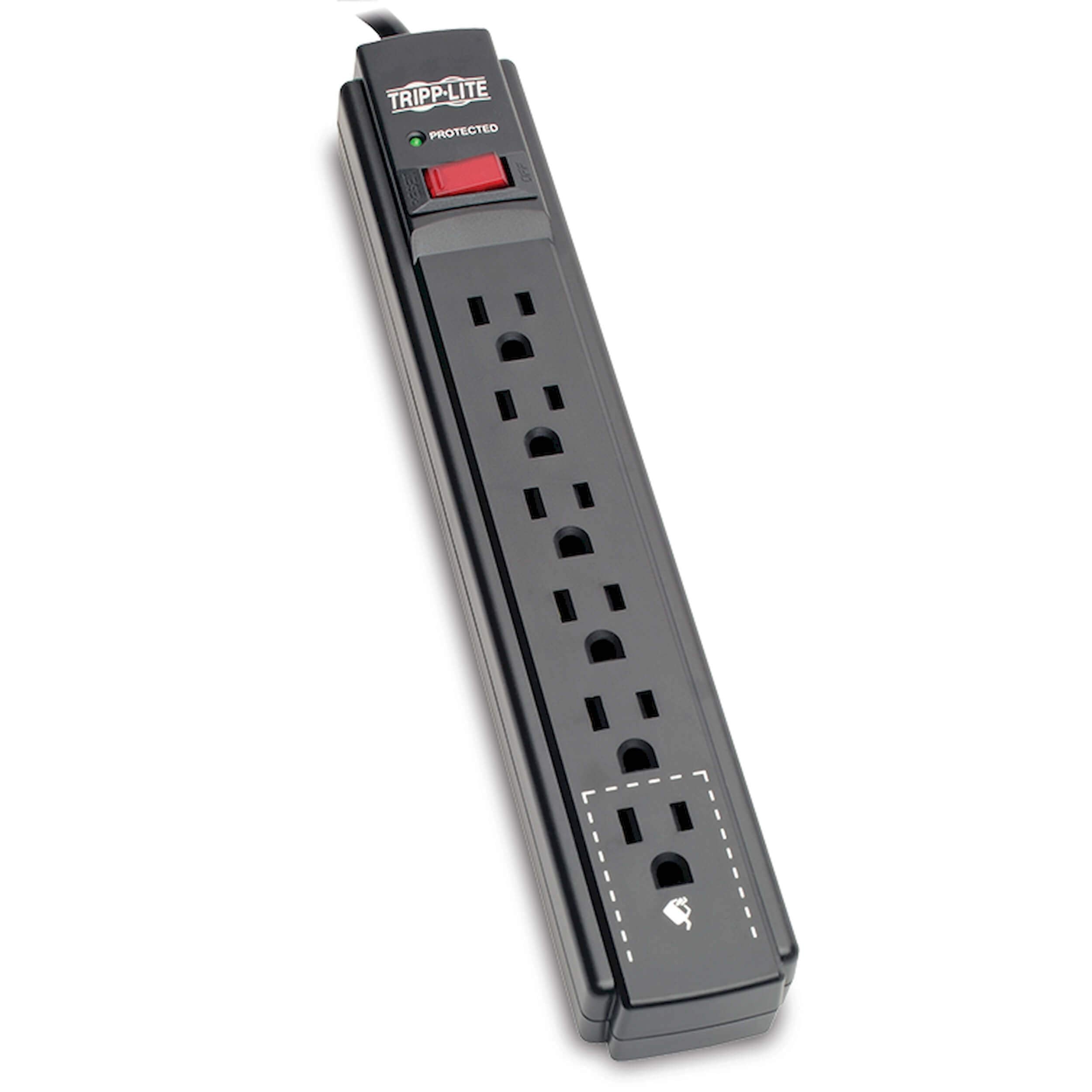 Surge 6 Outlet 15 Cord Black