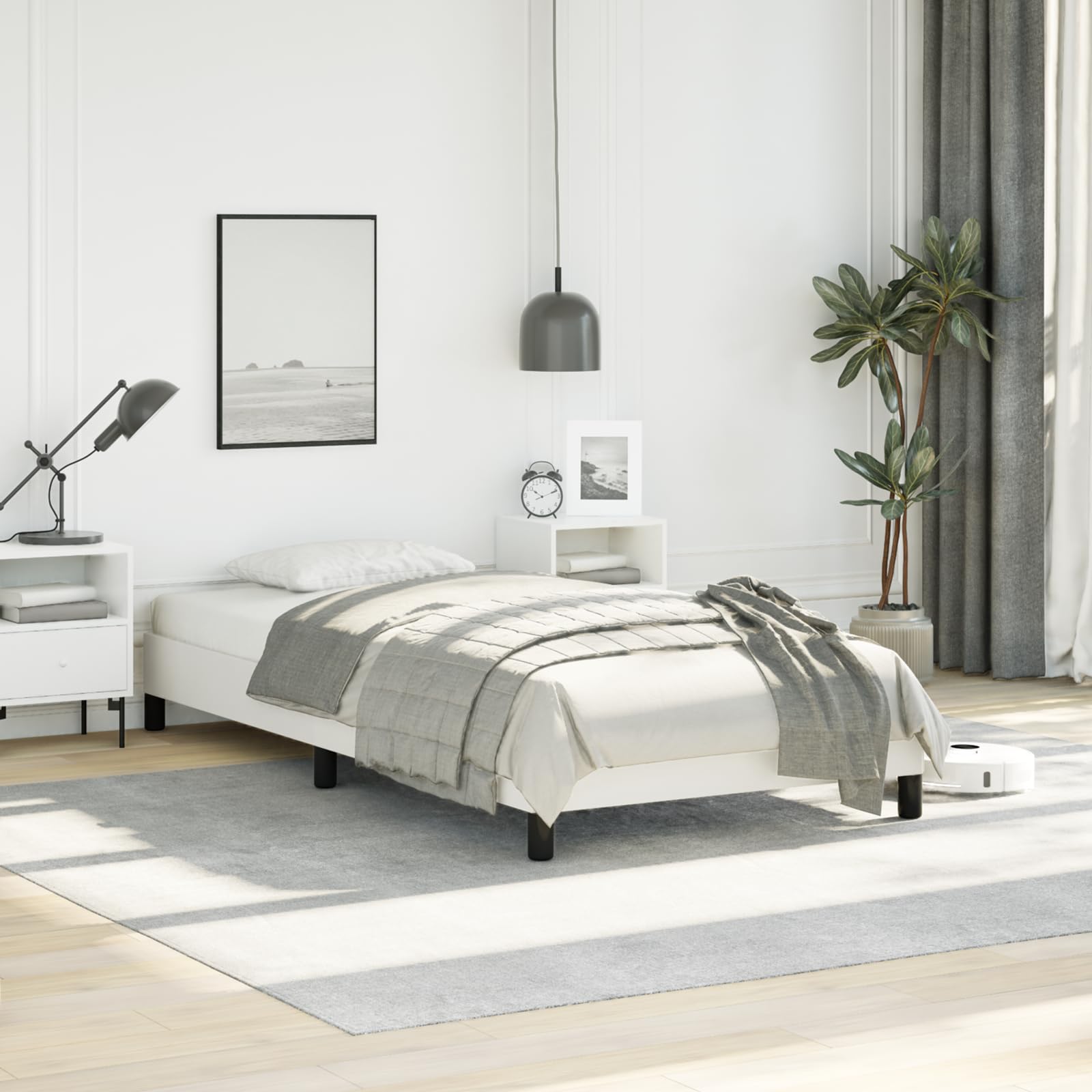 vidaXL Bed Frame White 39.4x79.9??Twin XL Faux Leather