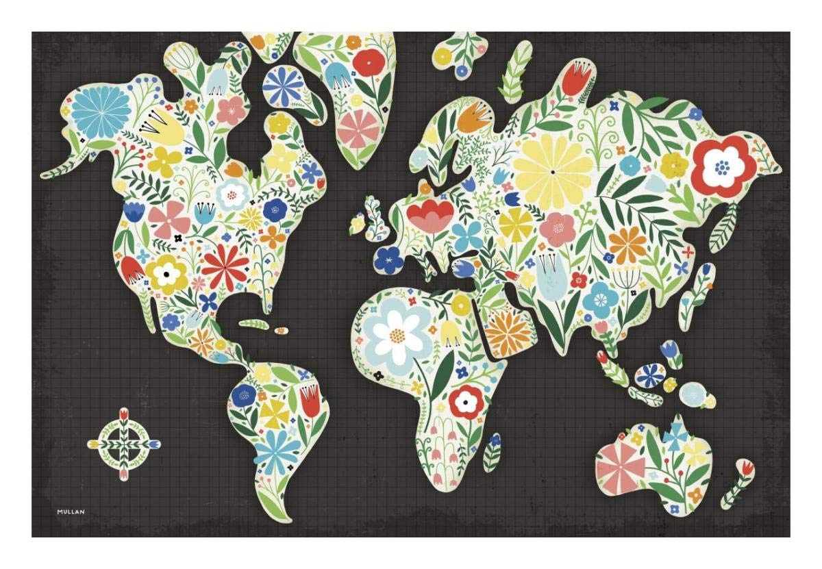 Floral World Black -Paper Art-26x18”