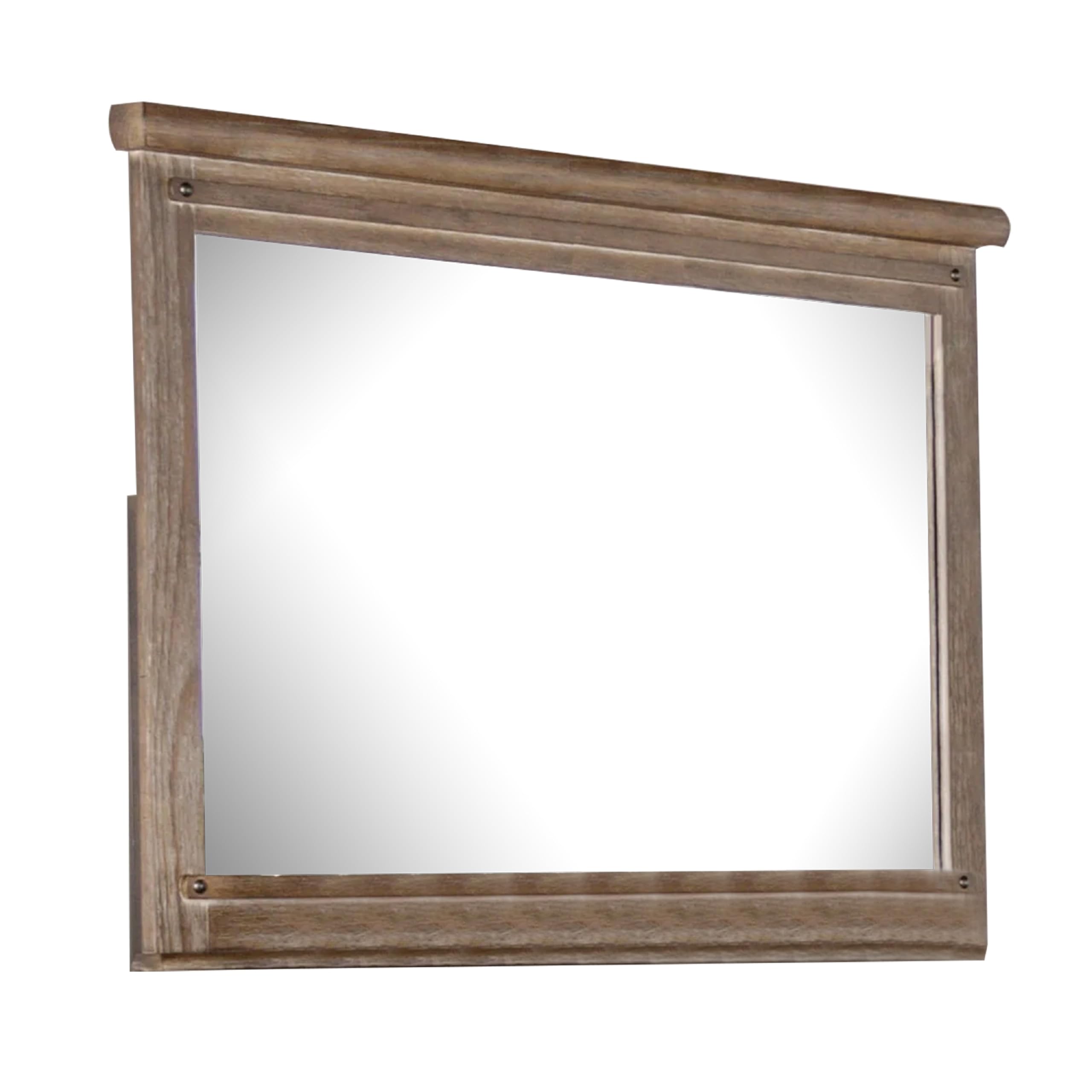 Merry Dresser Mirror, Brown Solid Wood, Rectangular 36x49 Frame