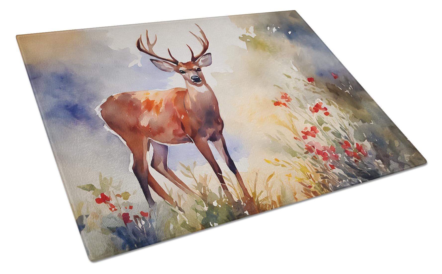 Carolines Treasures DAC2904LCB Deer Glass Cutting Board Large Decorative Tempered Glass Kitchen Cutting and Serving Board Large Size Chopping Board