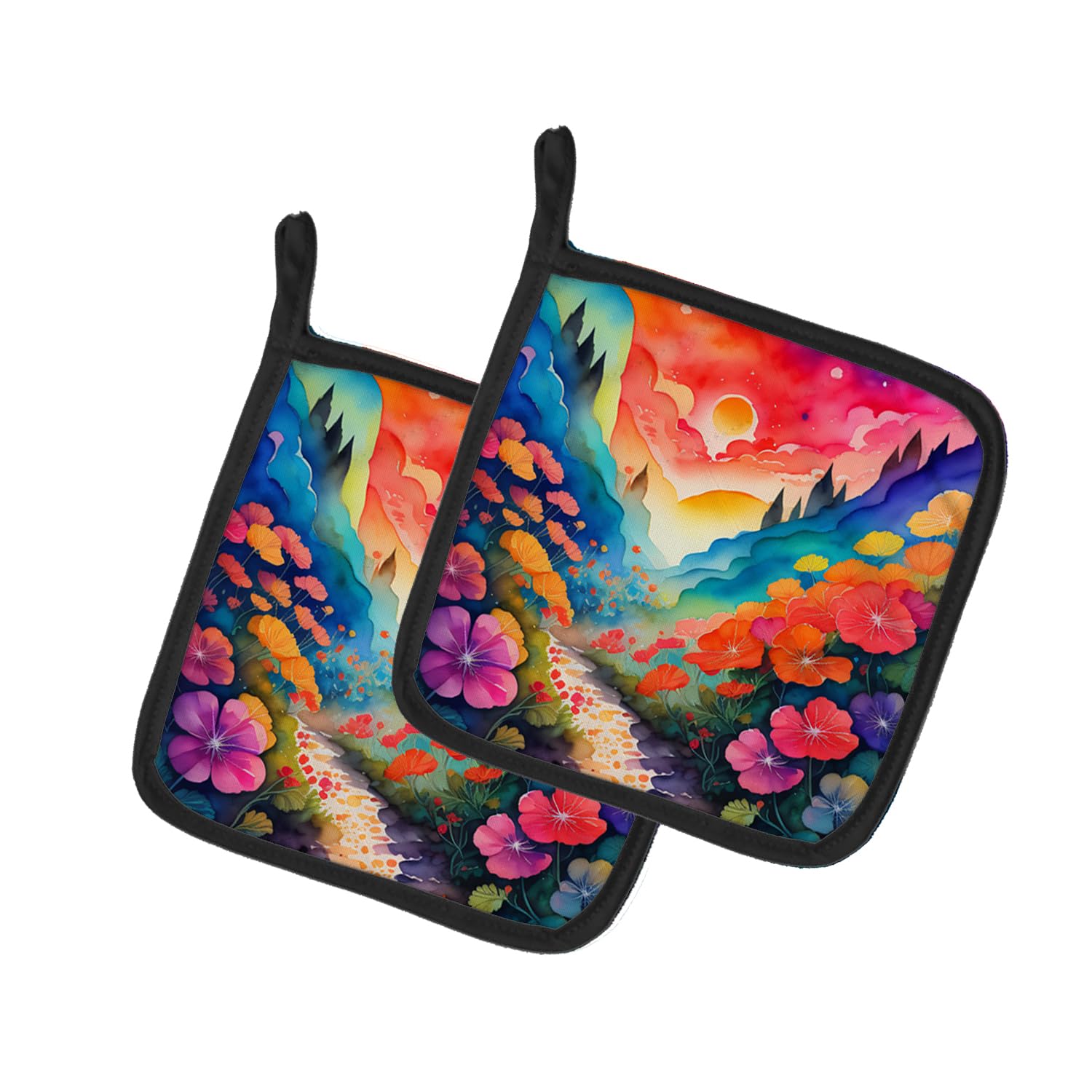 Colorful Geraniums Pair of Pot Holders