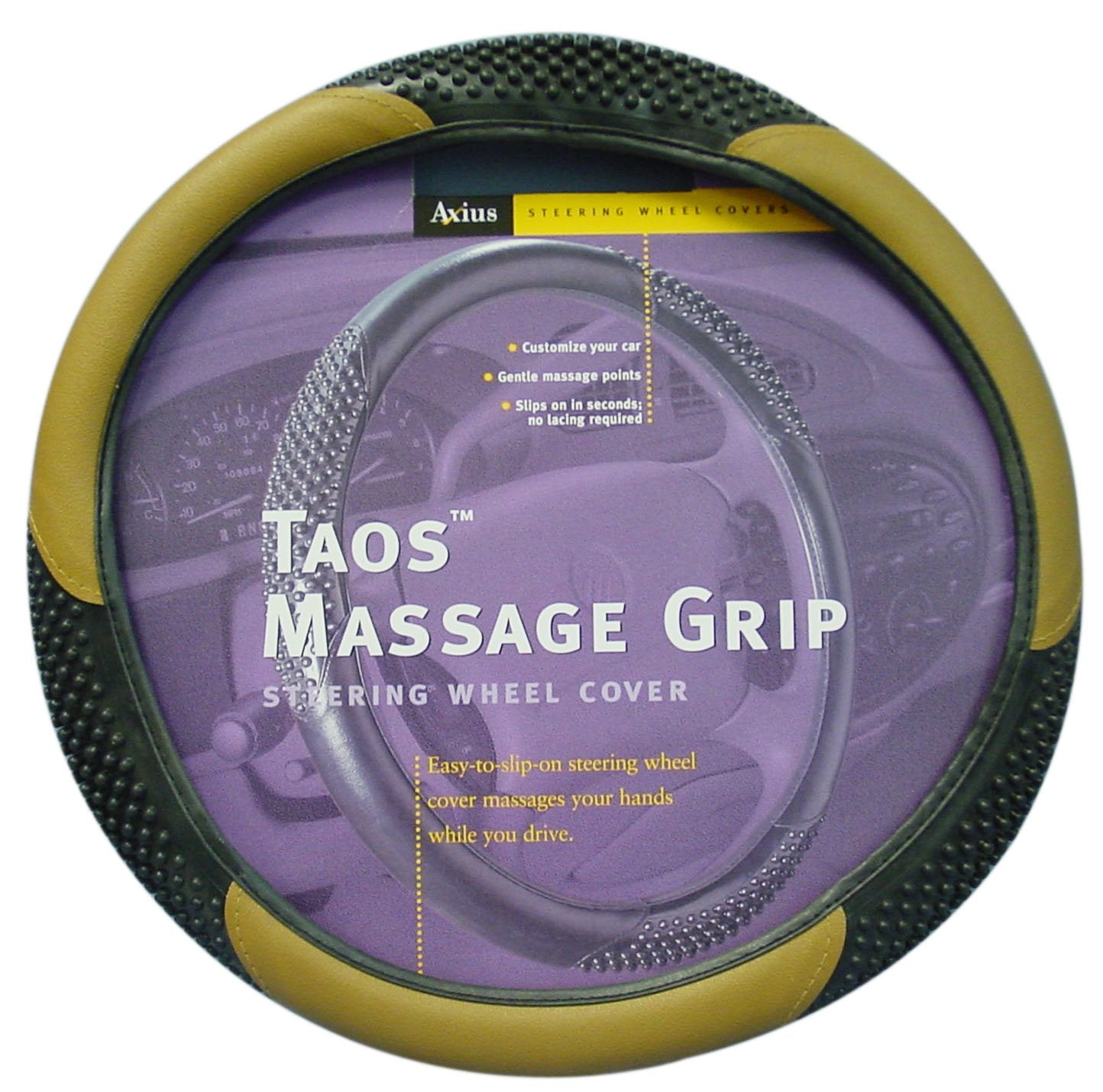 TAOS MASSAGE GRIP STEERING WHEEL COVER - TAN