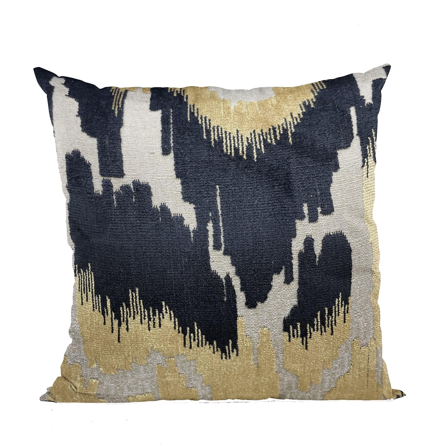 Plutus Velvet Glamour Black, Gold, Cream Handmade Luxury Pillow - Double sided  24 x 24”