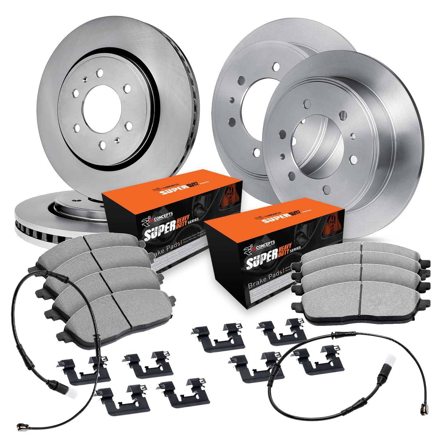 R1 Concepts Disc Brake Rotor Set with Super Duty Pads, Sensor, and Hardware WFXS2-40041
