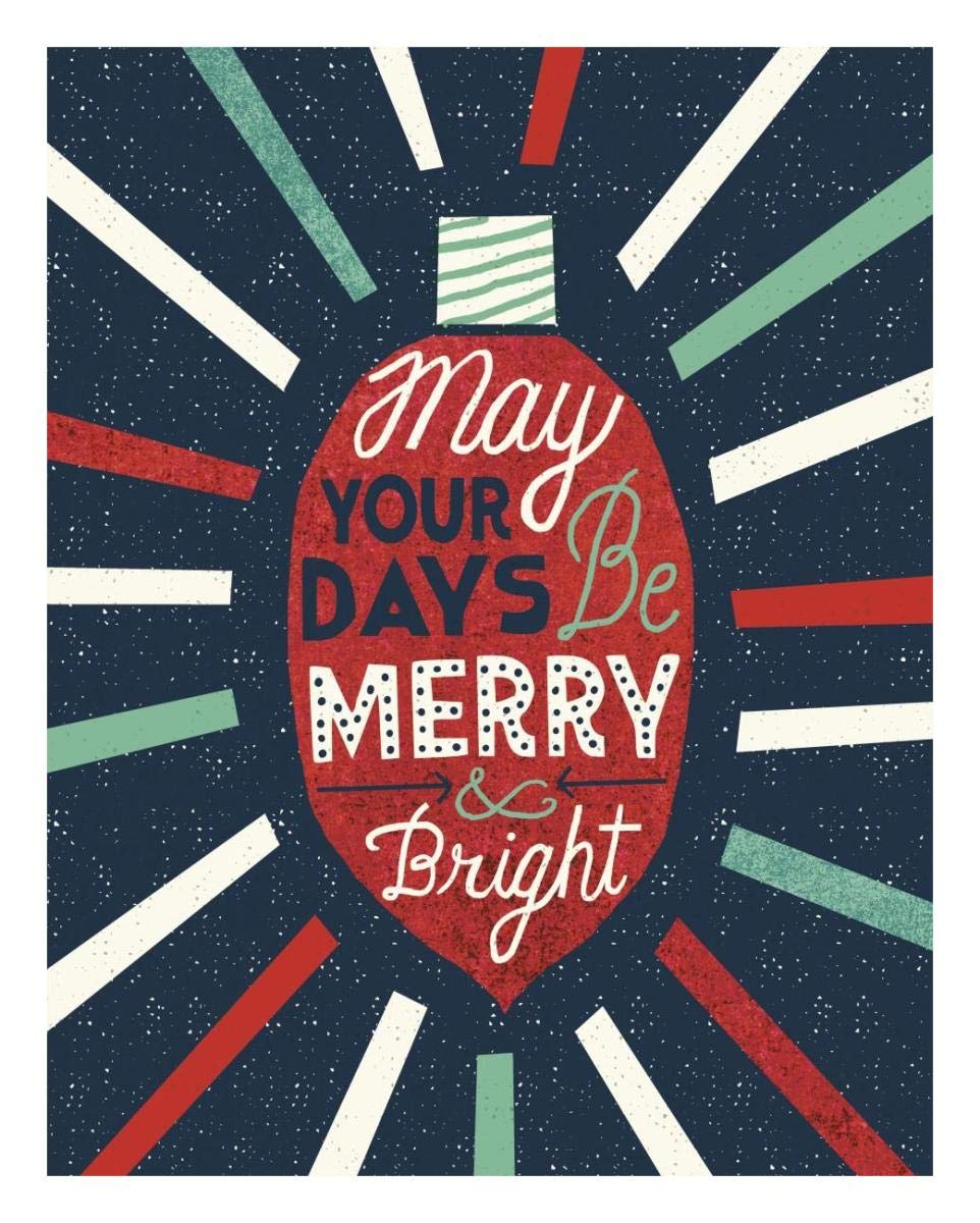 Festive Holiday Light Bulb Merry and Bright -Paper Art-22x26″