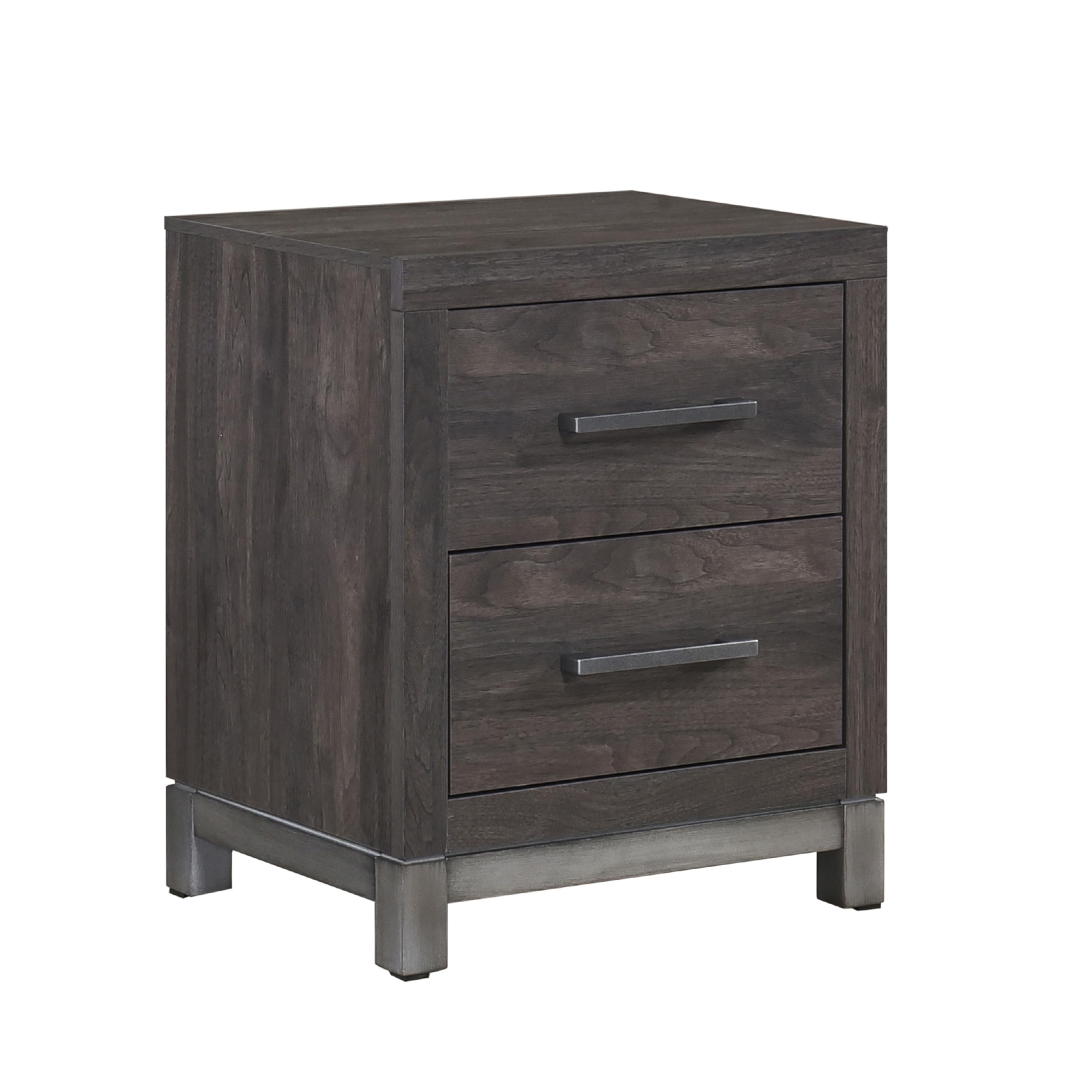 Deena 2 Drawer Nightstand, 25 Inch, Brown Gray Melamine Veneer