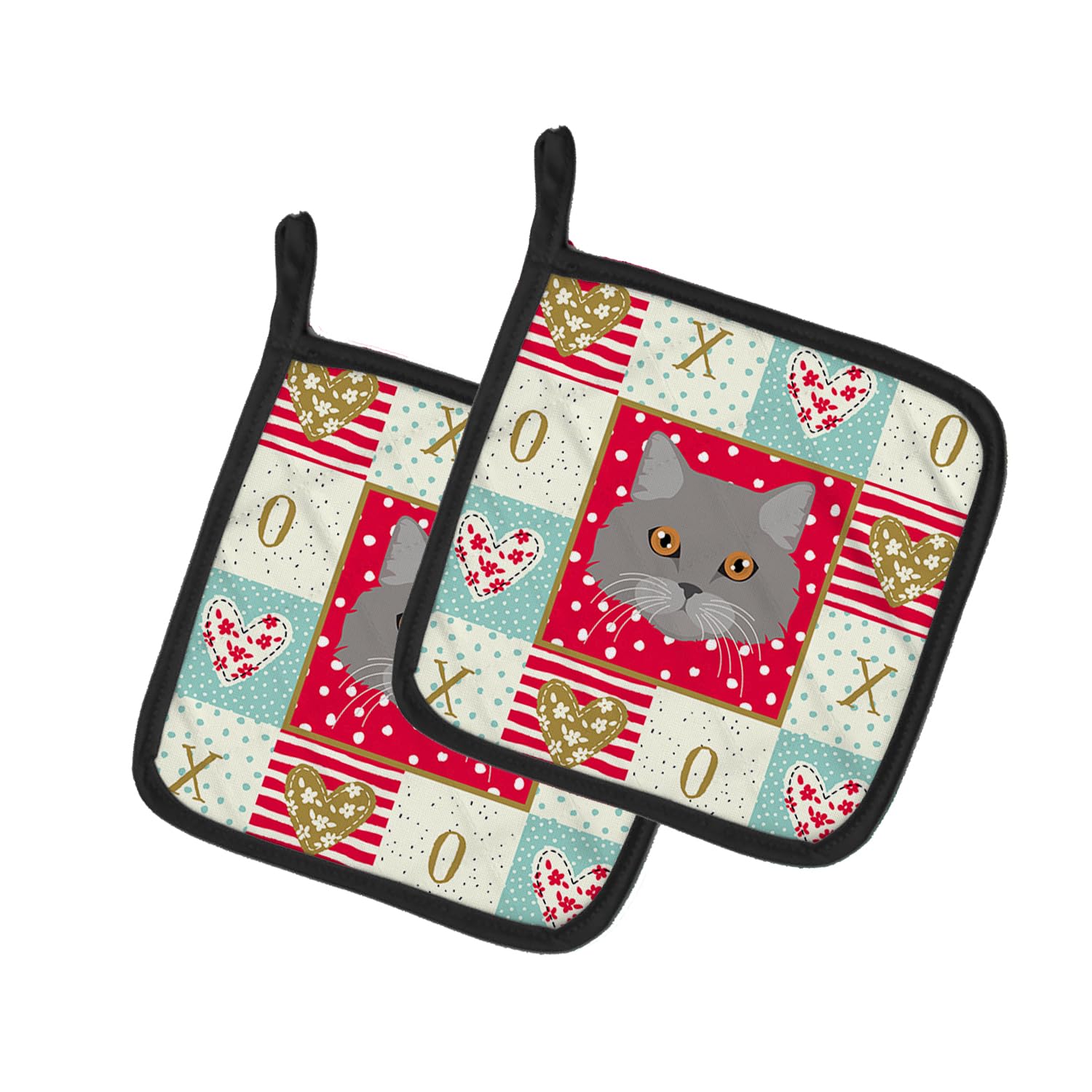 Brazilian Longhair Cat Love Pair of Pot Holders