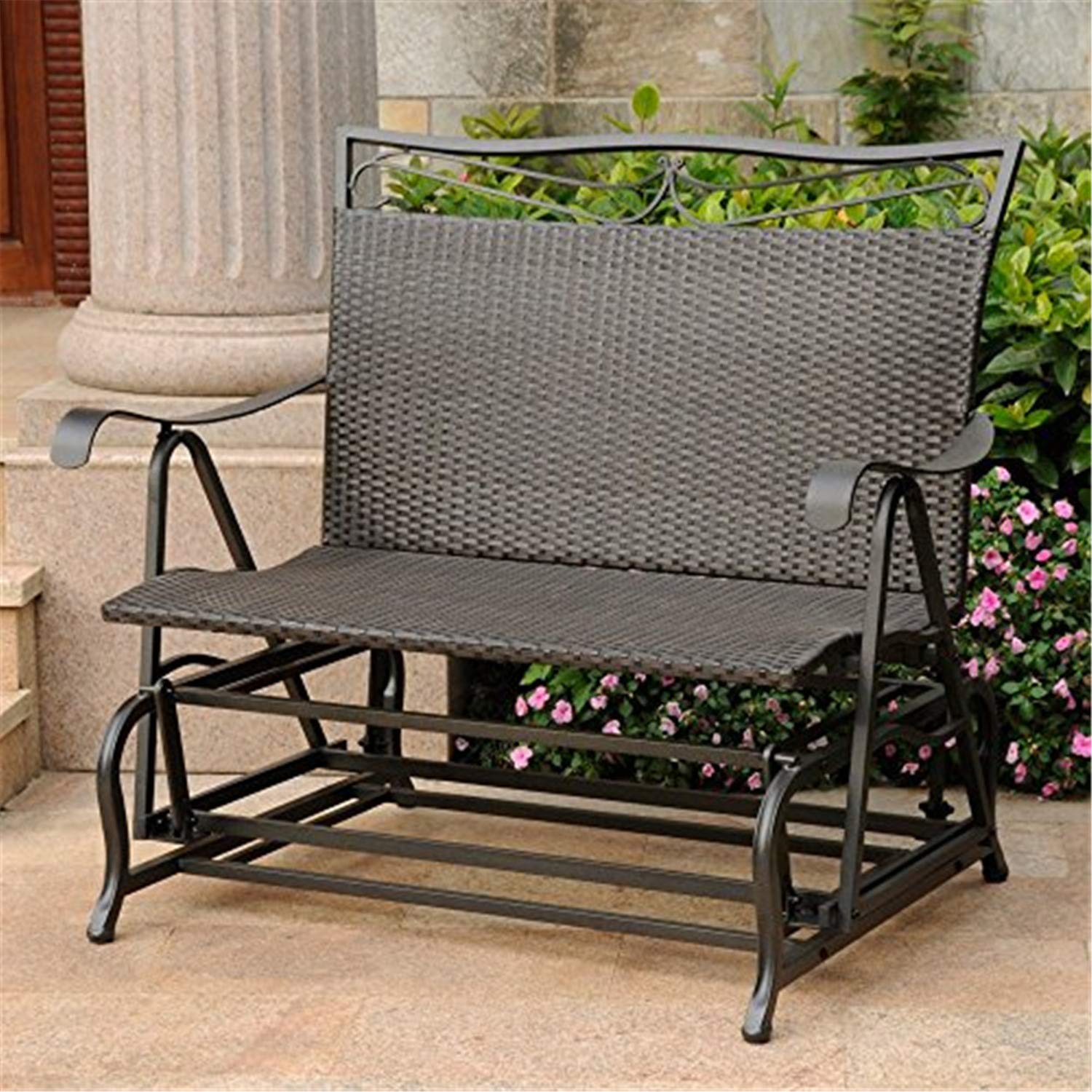Valencia Resin Wicker/ Steel Double Glider - Antique Black