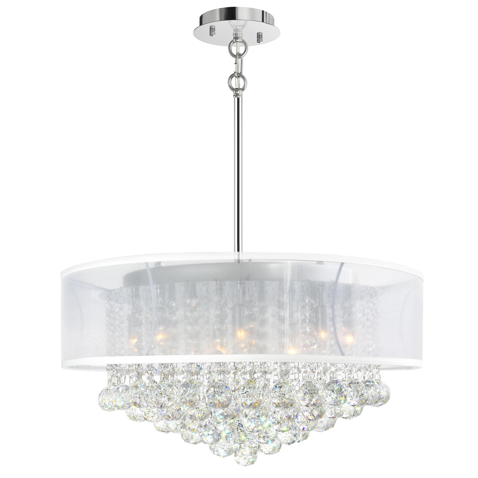 12 Light Drum Shade Chandelier with Chrome finish