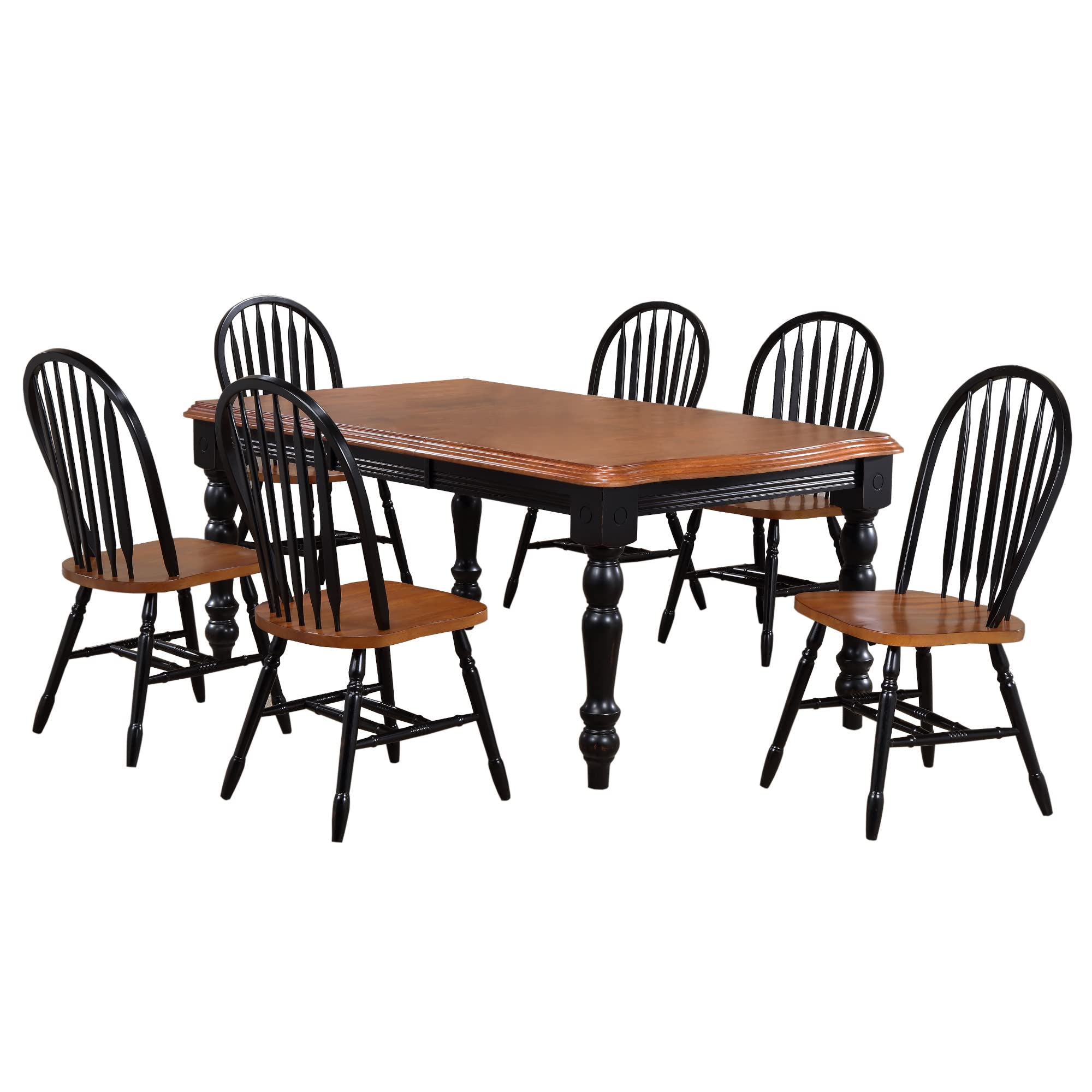 Sunset Trading Black Cherry Selections 7 Piece 72 Rectangular Extendable Dining Set with Arrowback Chairs | Seats 8"