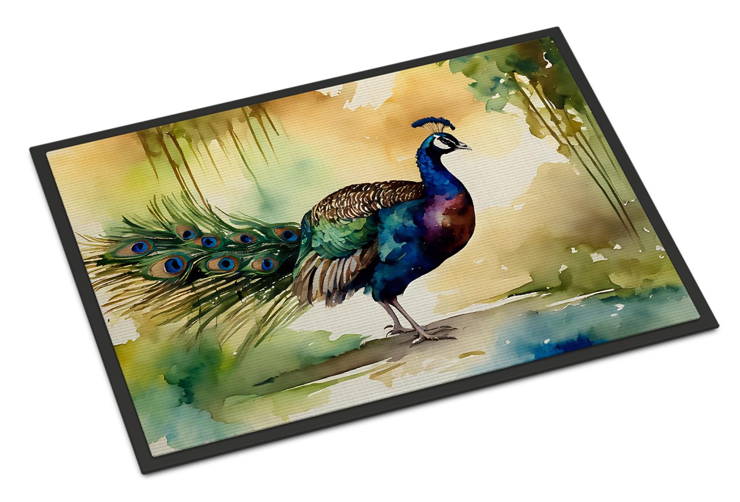 Carolines Treasures DAC3252MAT Peacock Doormat Front Door Mat Indoor Outdoor Rugs for Entryway, Non Slip Washable Low Pile, 18H X 27W